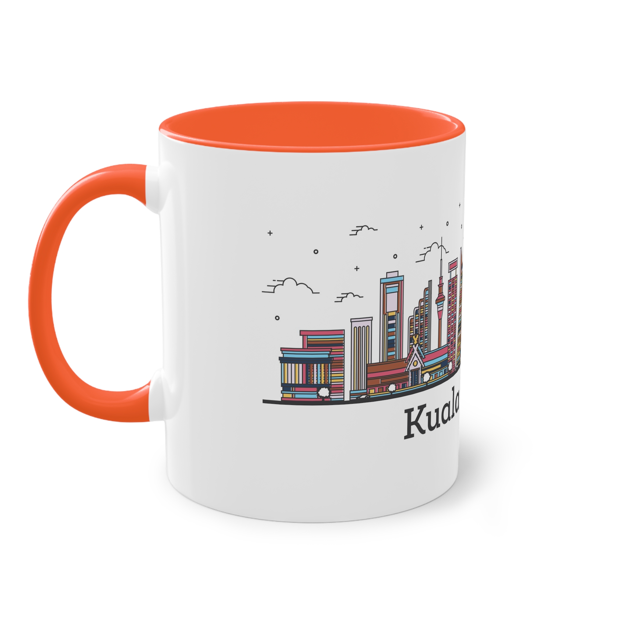 Kuala Lumpur Outline Bold Color Two Tone Coffee Mug 11oz - Image 15