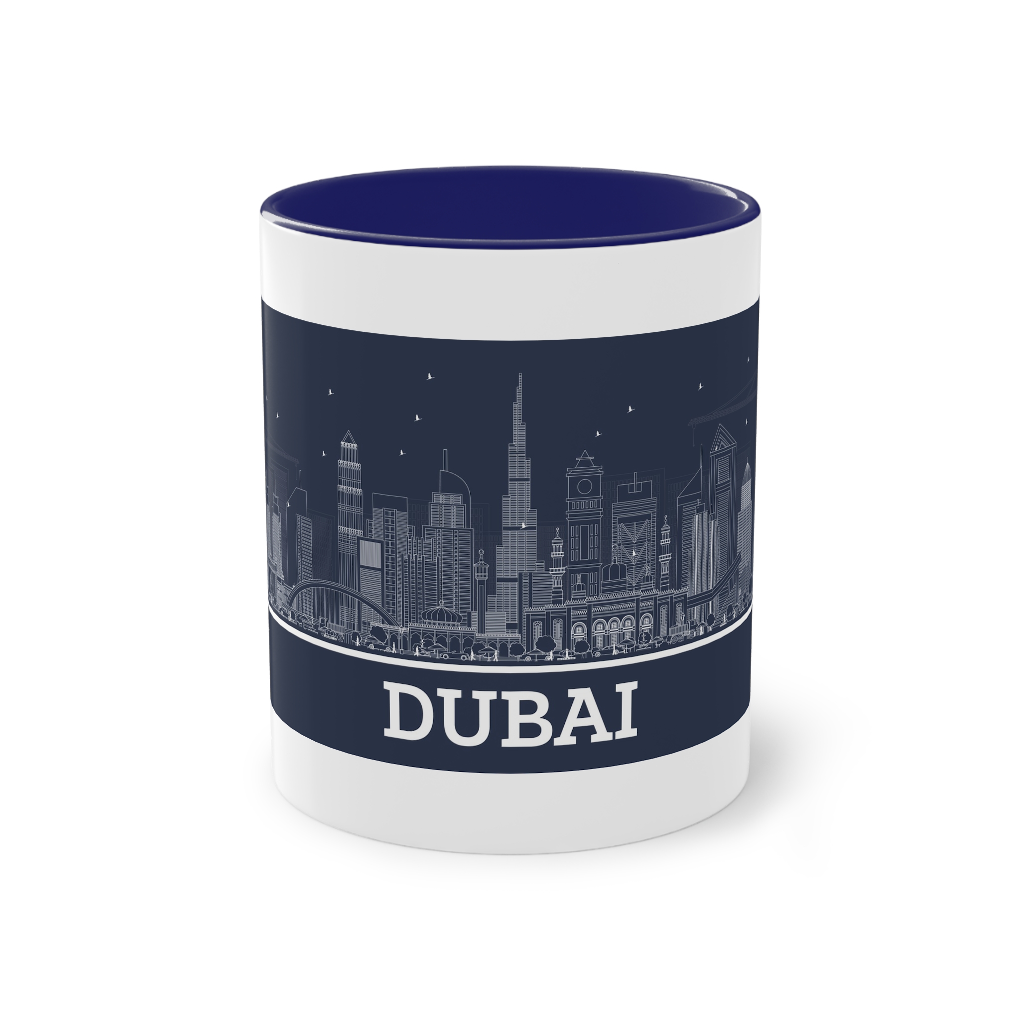 Dubai New Outline Inverse Two Tone Coffee Mug 11oz - Image 41