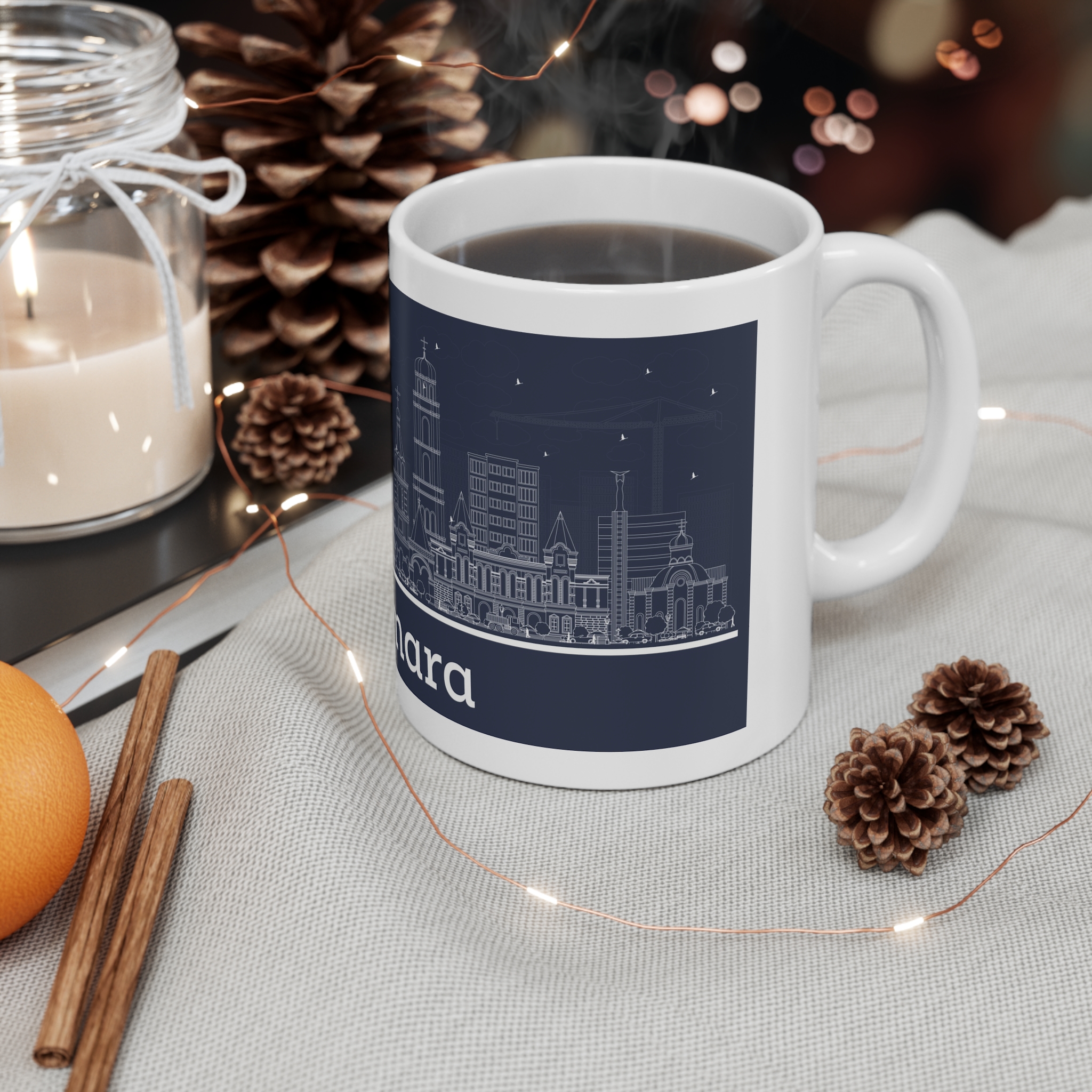 Samara Outline Inverse 11oz White Mug - Image 4