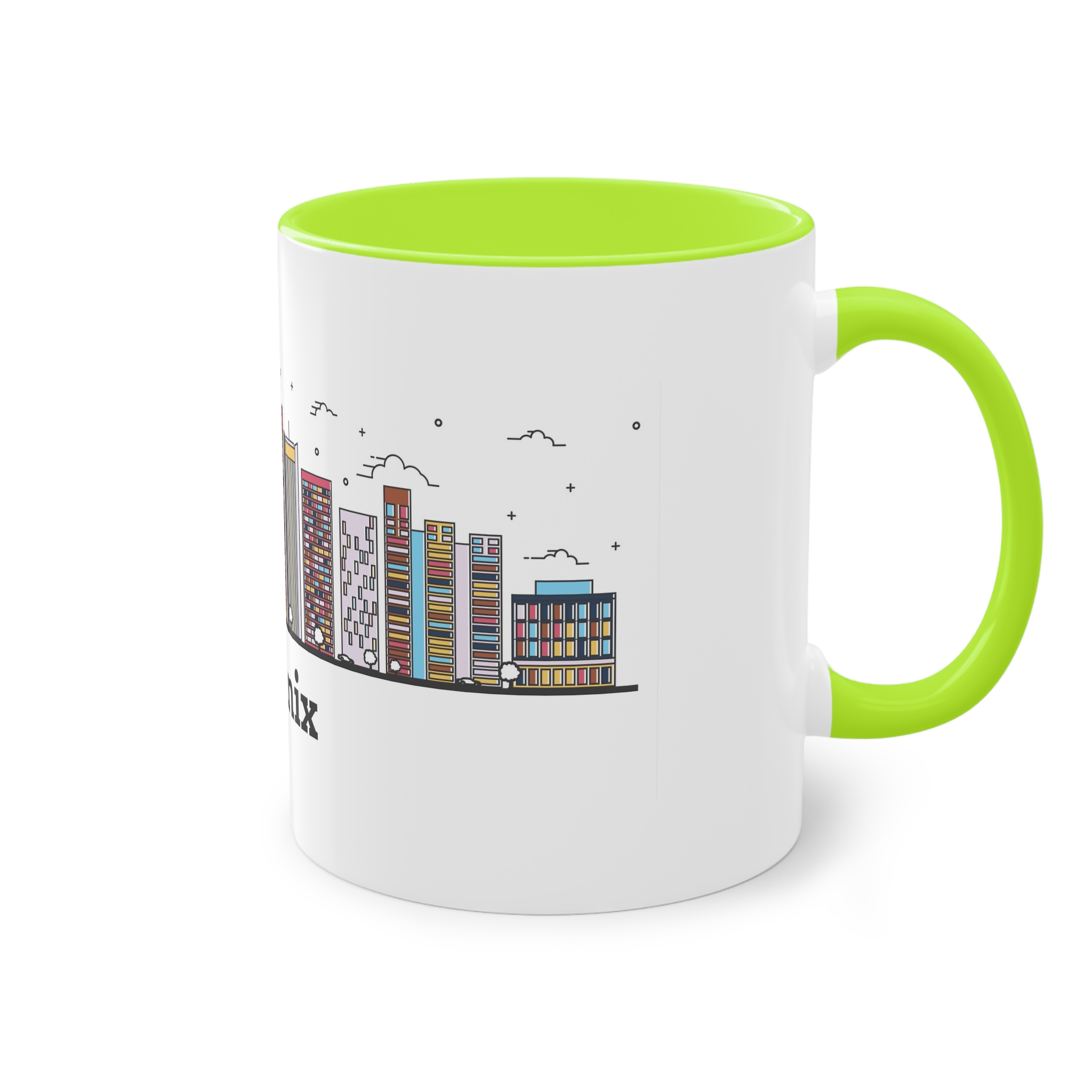 Phoenix Outline Bold Color Two Tone Coffee Mug 11oz - Image 28