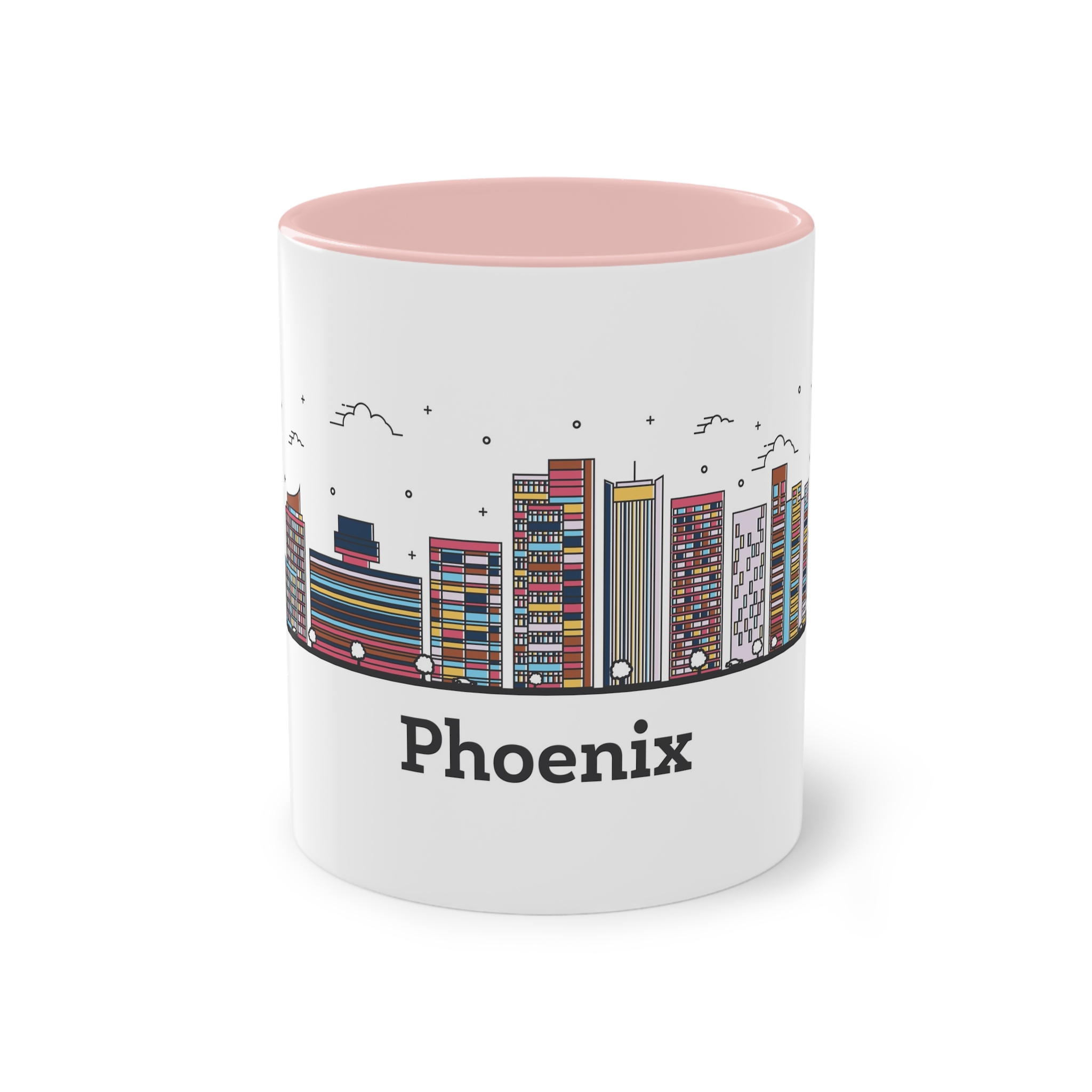 Phoenix Outline Bold Color Two Tone Coffee Mug 11oz - Image 45