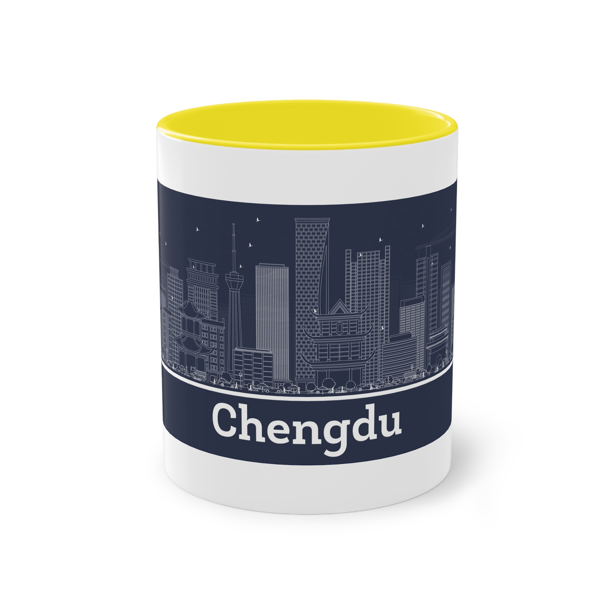 Chengdu Outline Inverse Two Tone Coffee Mug 11oz - Image 21