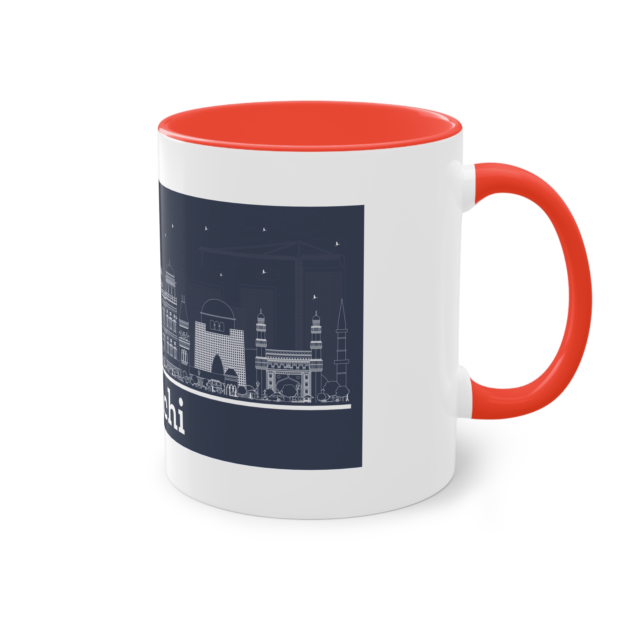 Karachi Outline Inverse Two Tone Coffee Mug 11oz - Image 4