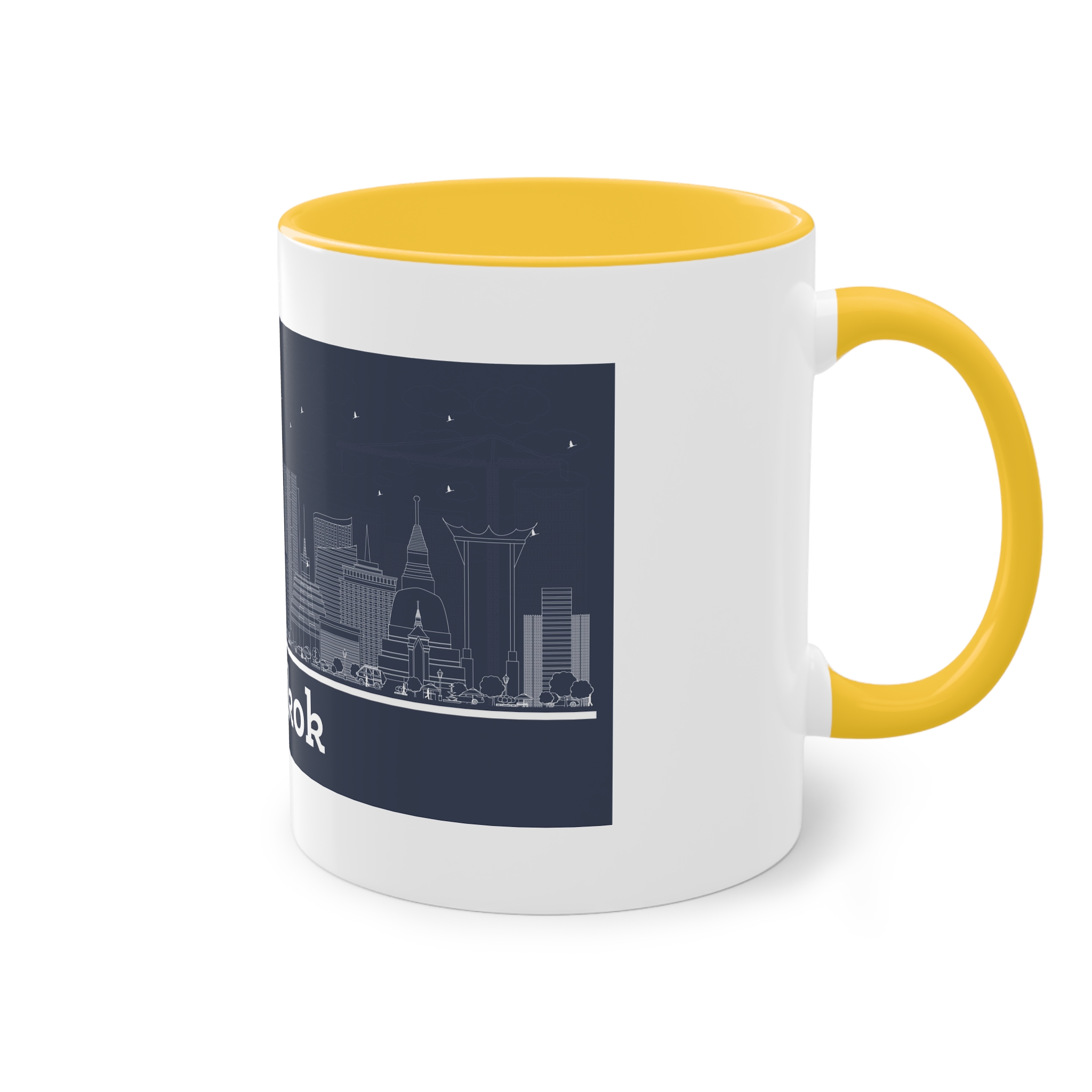Bangkok Outline Inverse Two Tone Coffee Mug 11oz - Image 20