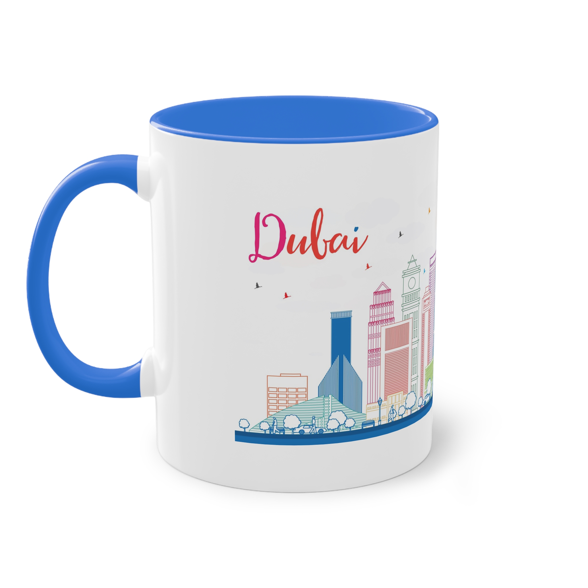 Dubai Outline Color Two Tone Coffee Mug 11oz - Image 39