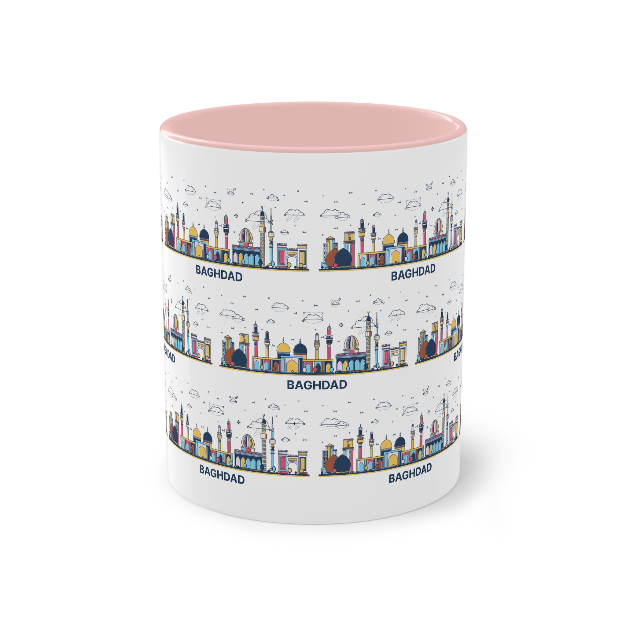 Baghdad Outline Bold Color Two Tone Coffee Mug 11oz - Image 45