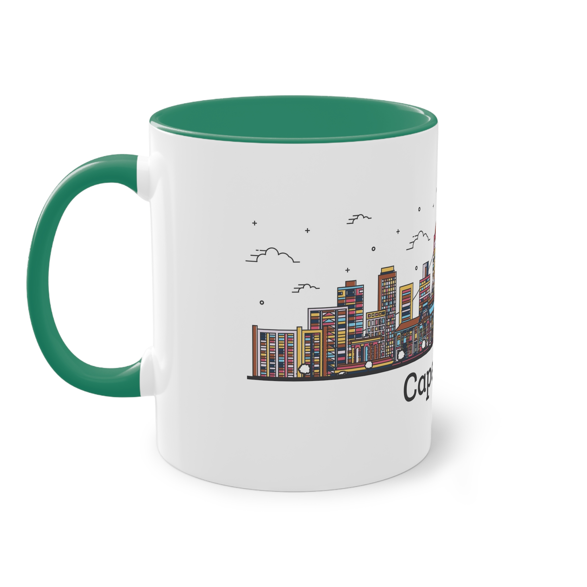Cape Town Outline Bold Color Two Tone Coffee Mug 11oz - Image 31