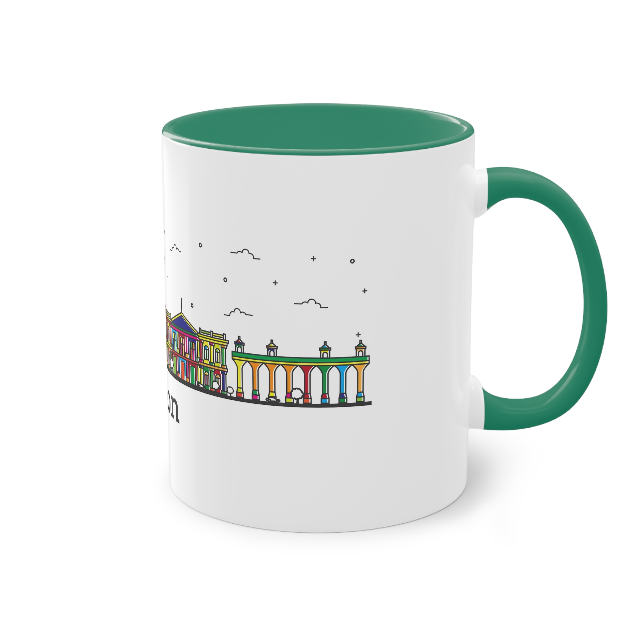 Lisbon Outline Bold Color Two Tone Coffee Mug 11oz - Image 32