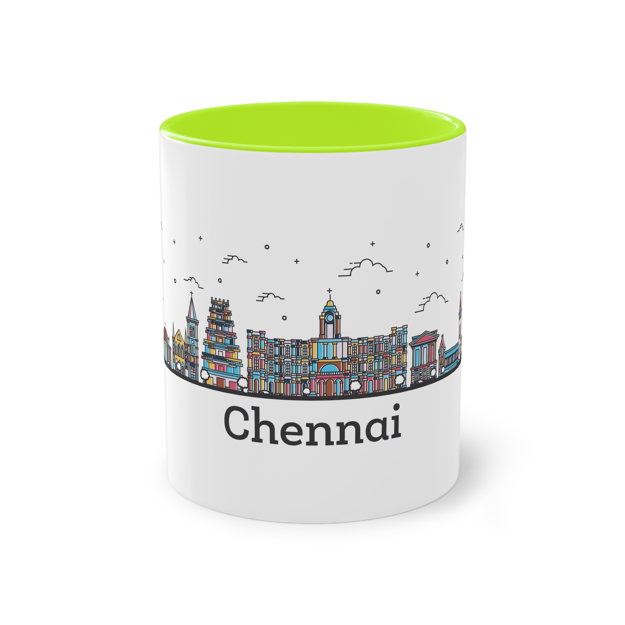 Chennai Outline Bold Color Two Tone Coffee Mug 11oz - Image 25