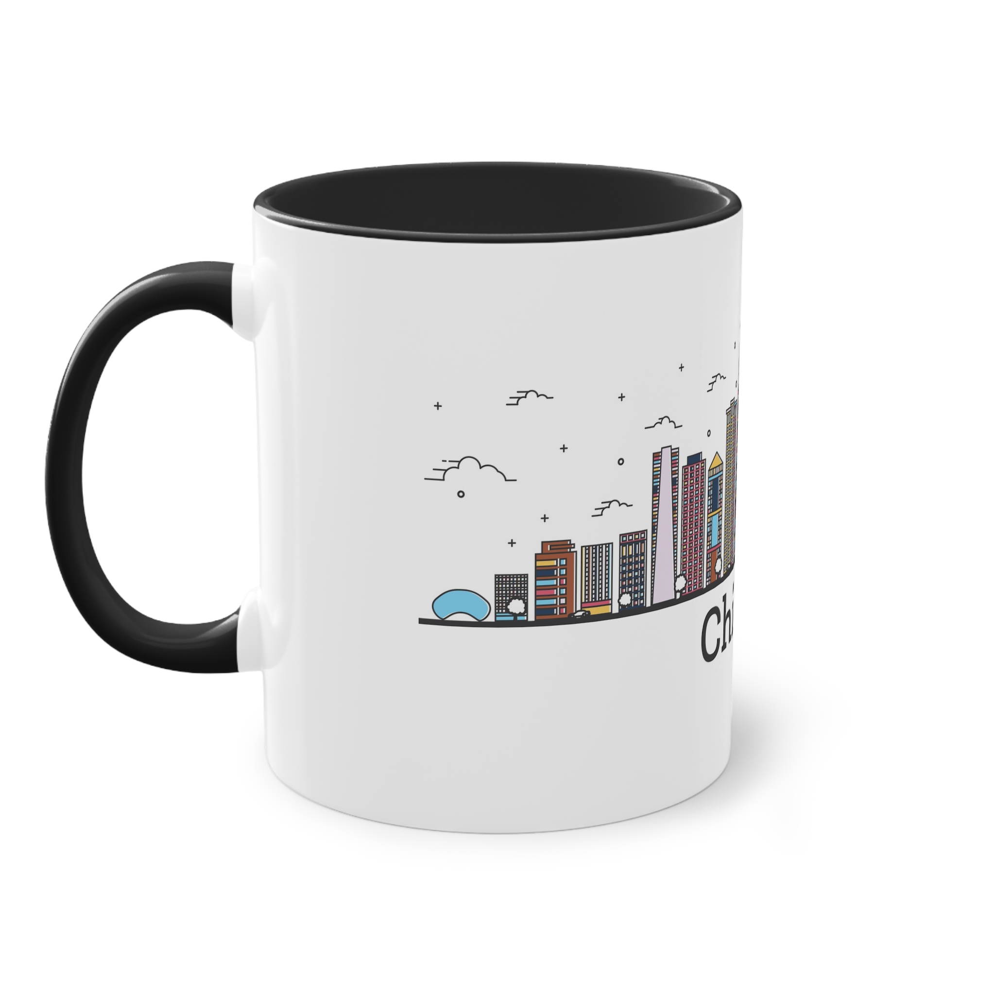 Chicago Outline Bold Color Two Tone Coffee Mug 11oz - Image 11