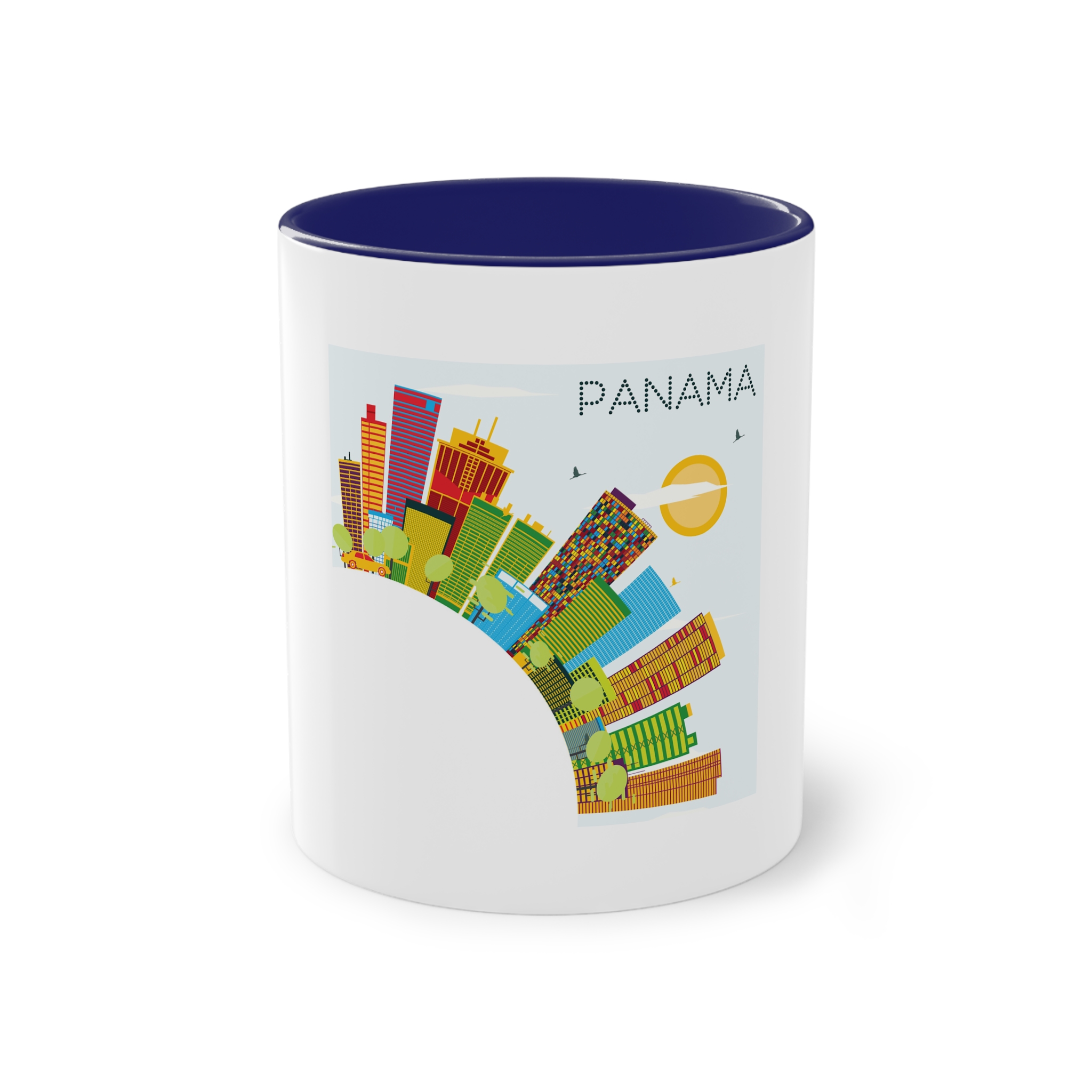 Panama Color Corner Cloud Two Tone Coffee Mug 11oz - Image 41