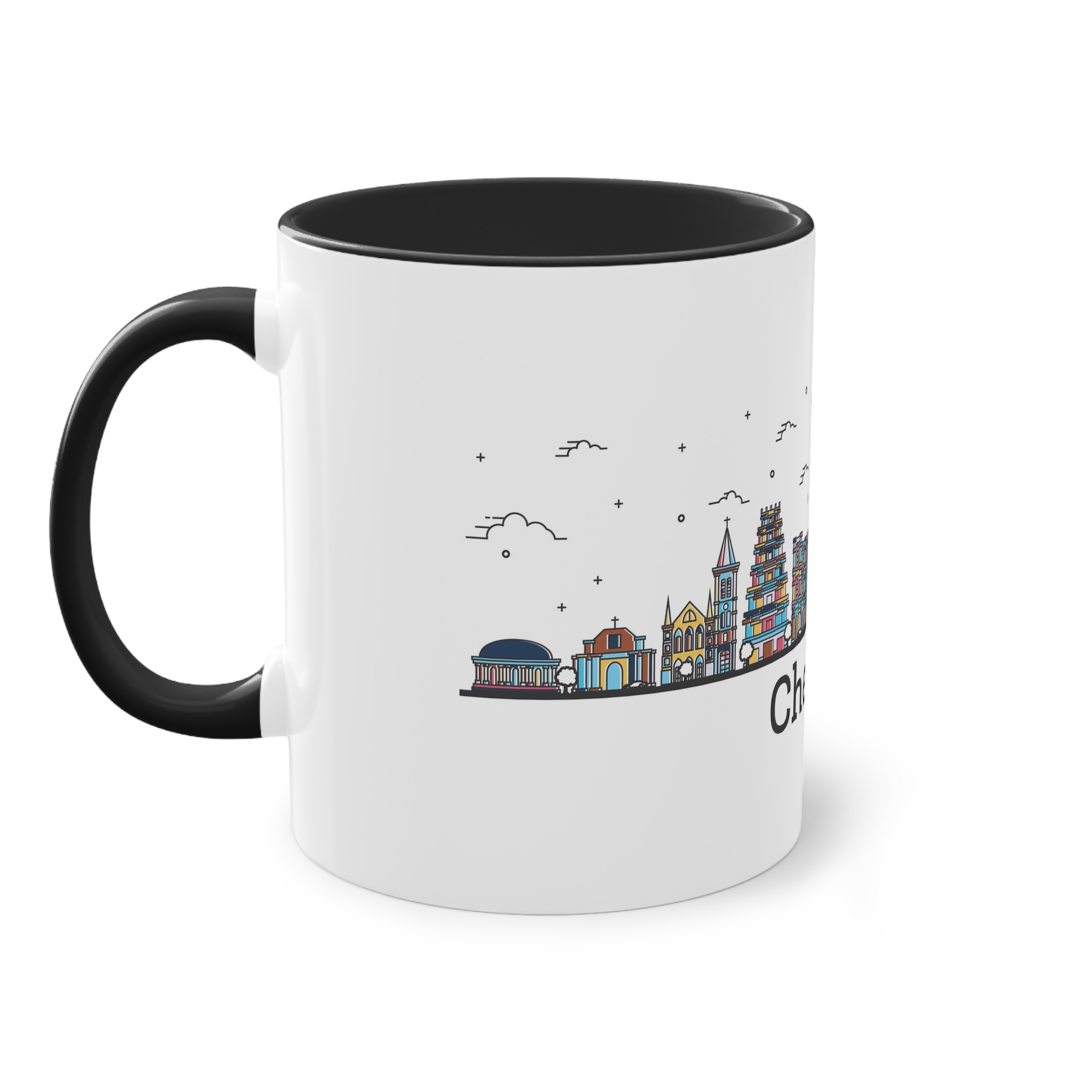 Chennai Outline Bold Color Two Tone Coffee Mug 11oz - Image 11