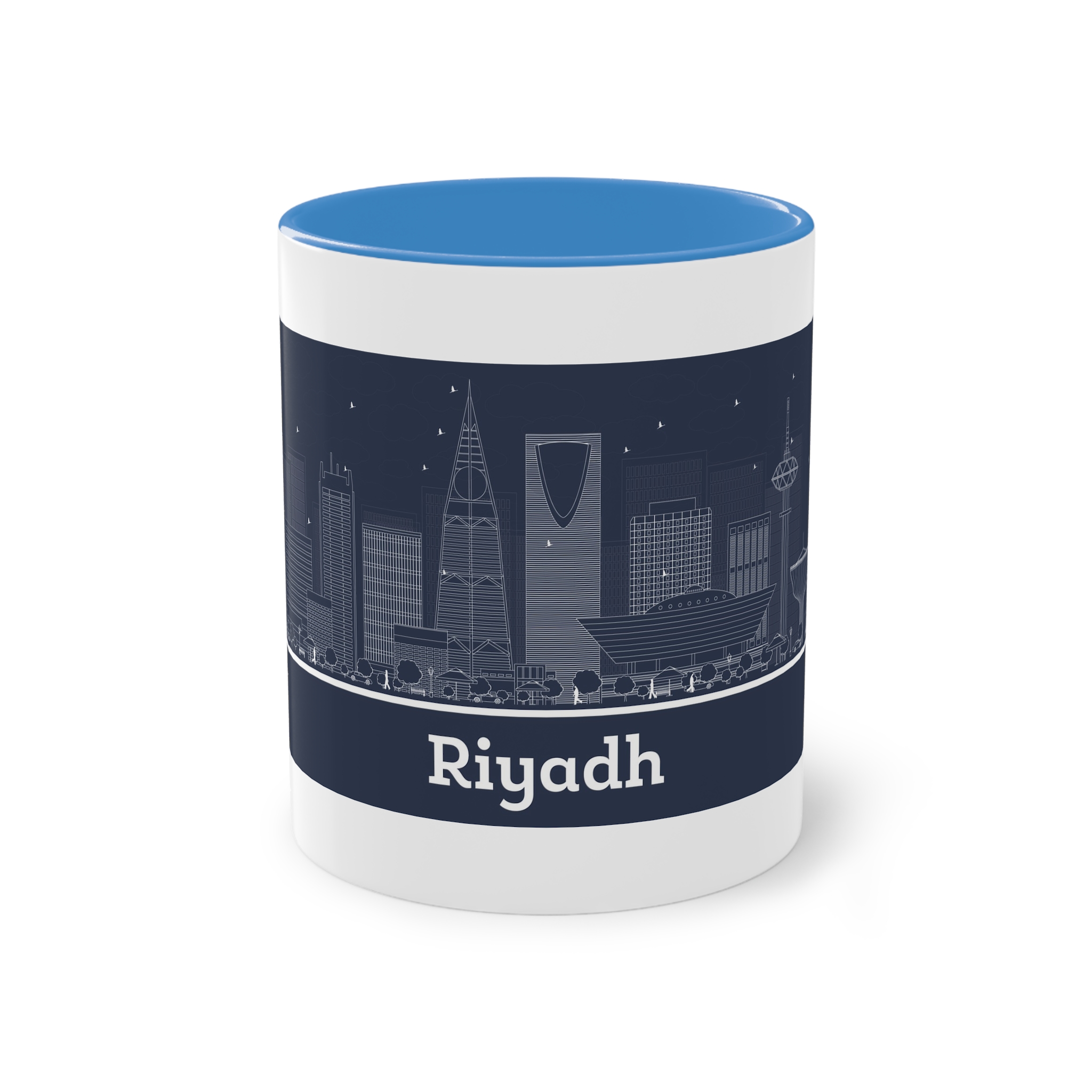 Riyadh Outline Inverse Two Tone Coffee Mug 11oz - Image 33