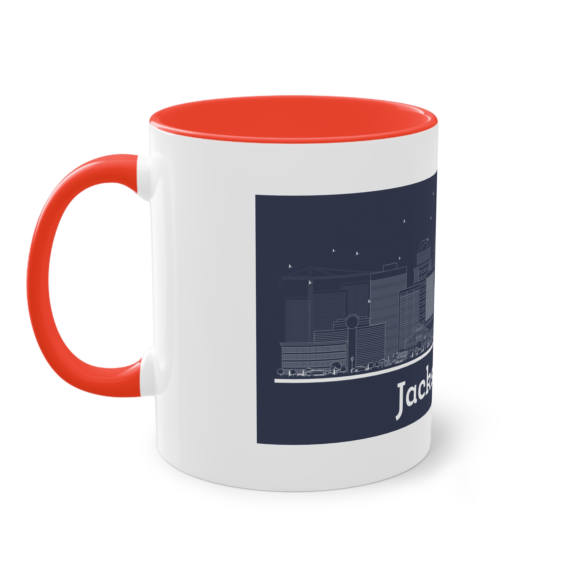 Jacksonville Outline Inverse Two Tone Coffee Mug 11oz - Image 3