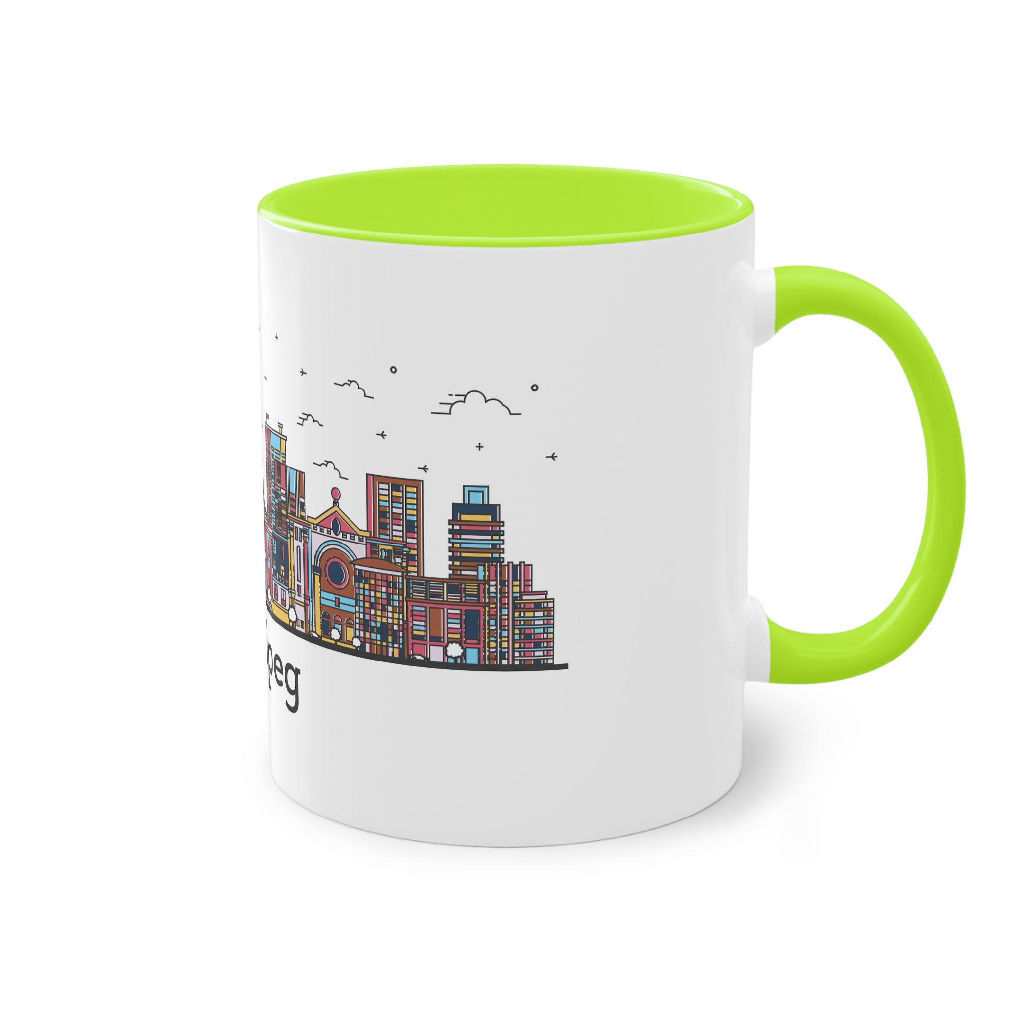Winnipeg Outline Bold Color Two Tone Coffee Mug 11oz - Image 28