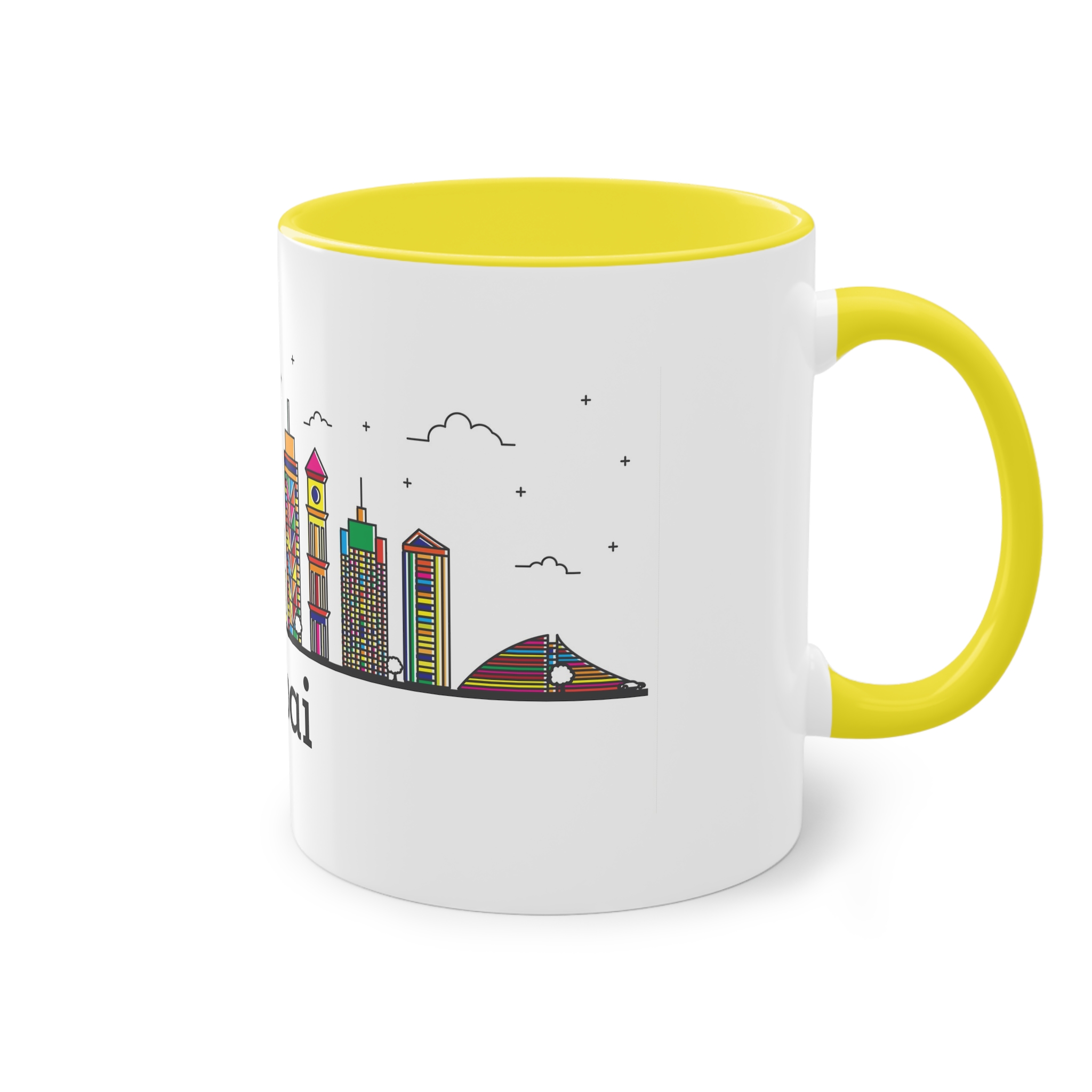 Dubai Outline Bold Color Two Tone Coffee Mug 11oz - Image 24