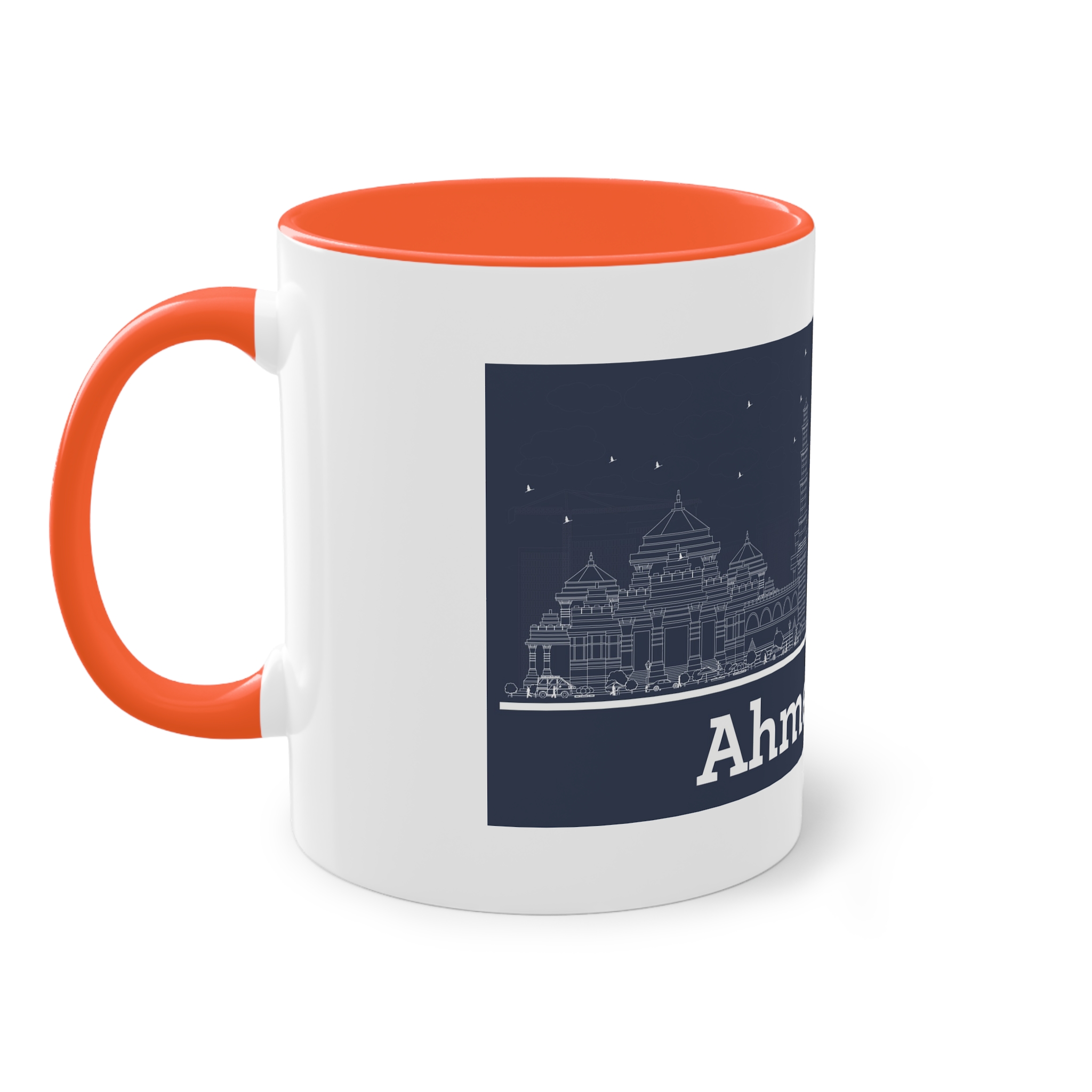 Ahmedabad Outline Inverse Two Tone Coffee Mug 11oz - Image 15