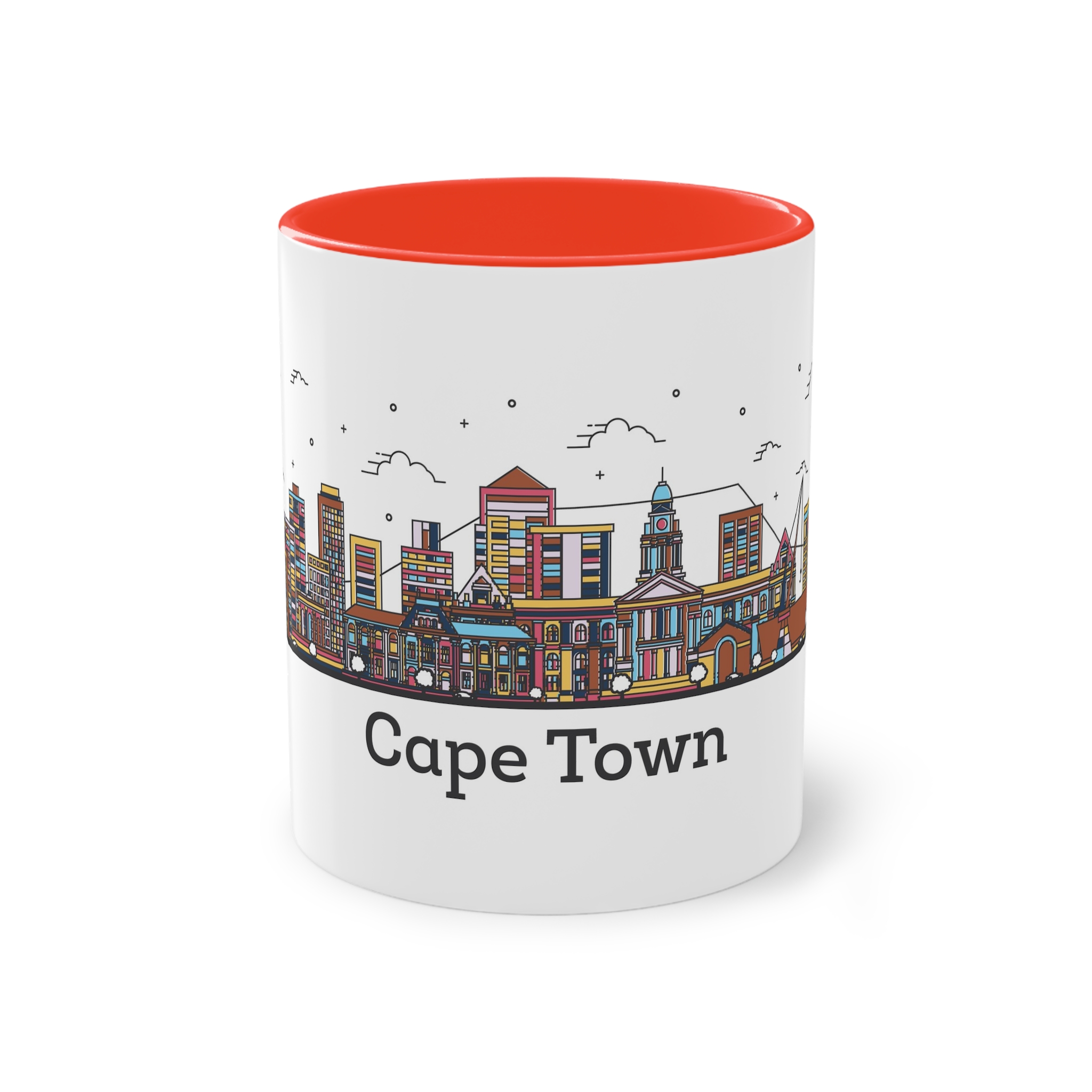 Cape Town Outline Bold Color Two Tone Coffee Mug 11oz