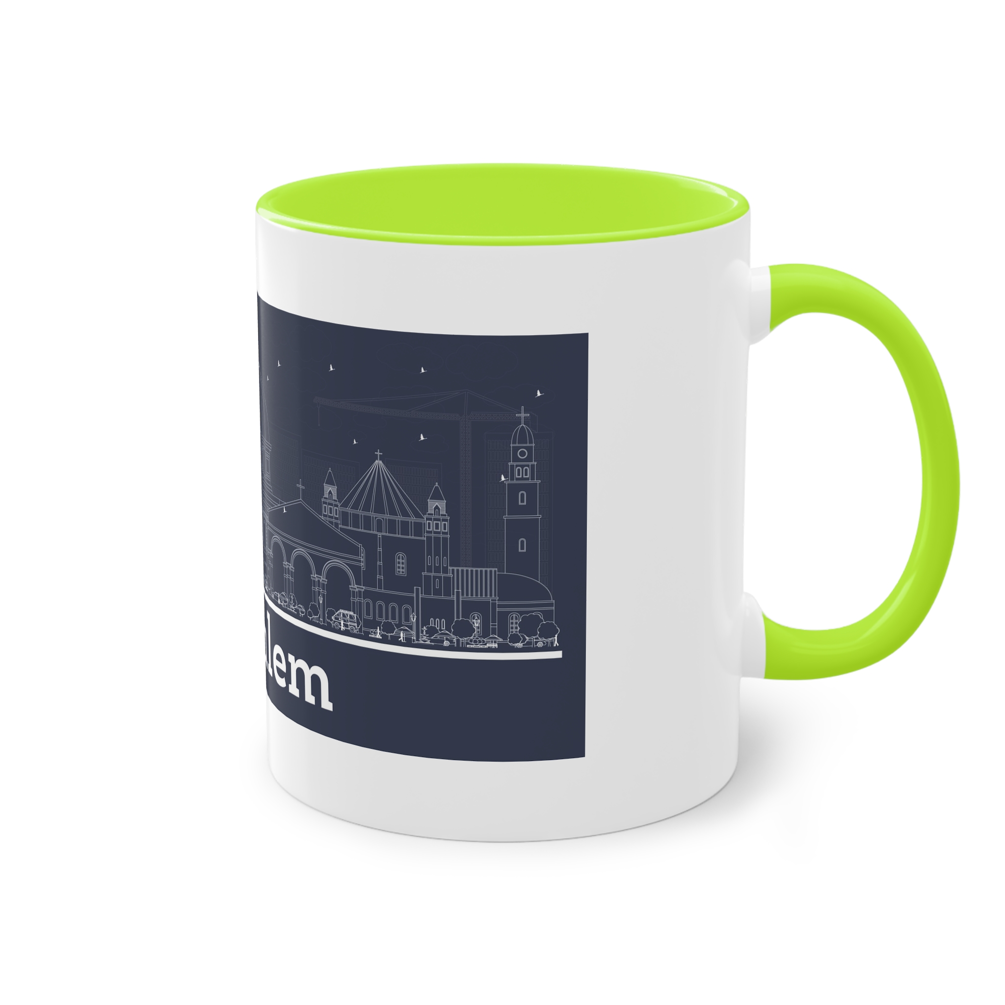 Jerusalem Outline Inverse Two Tone Coffee Mug 11oz - Image 28