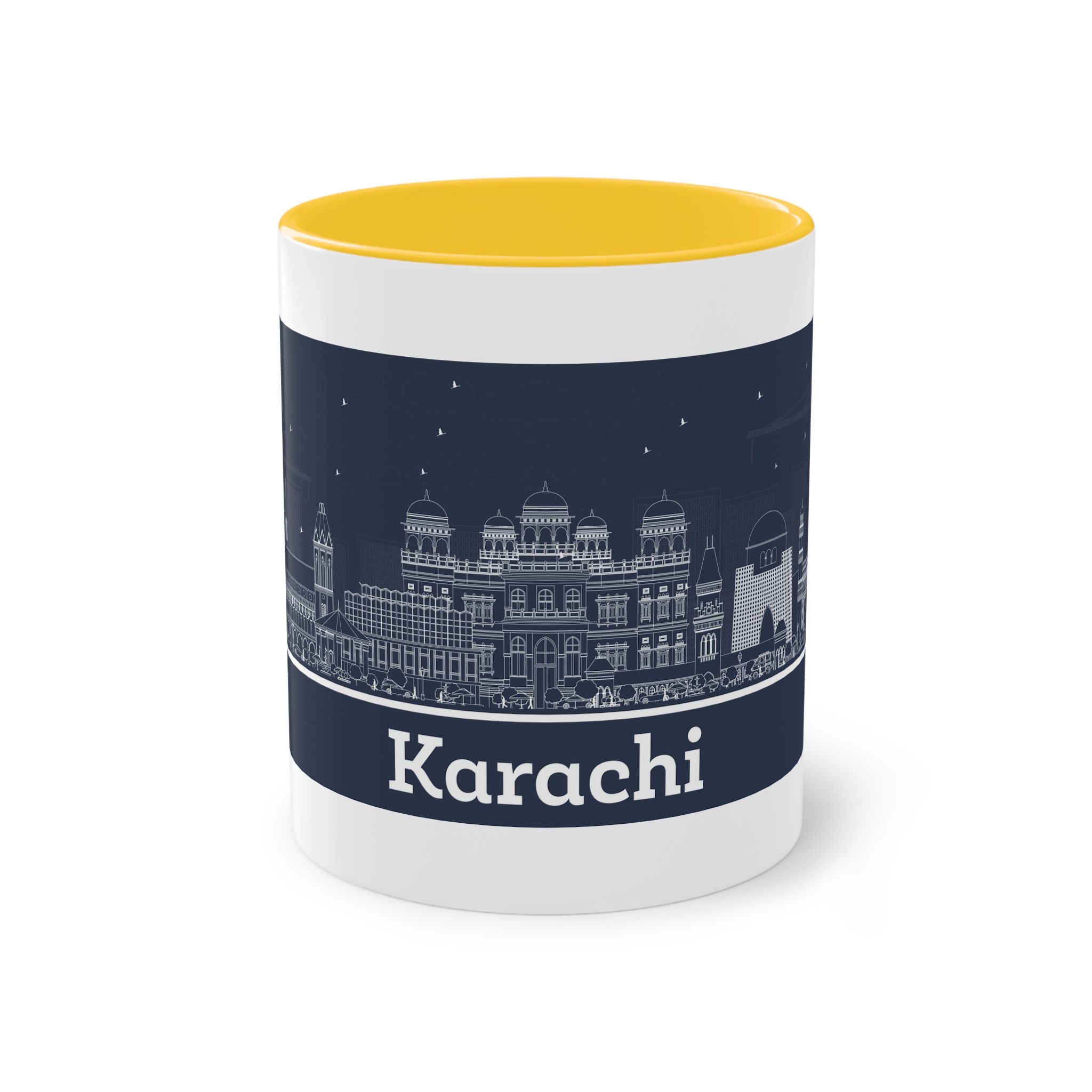 Karachi Outline Inverse Two Tone Coffee Mug 11oz - Image 17