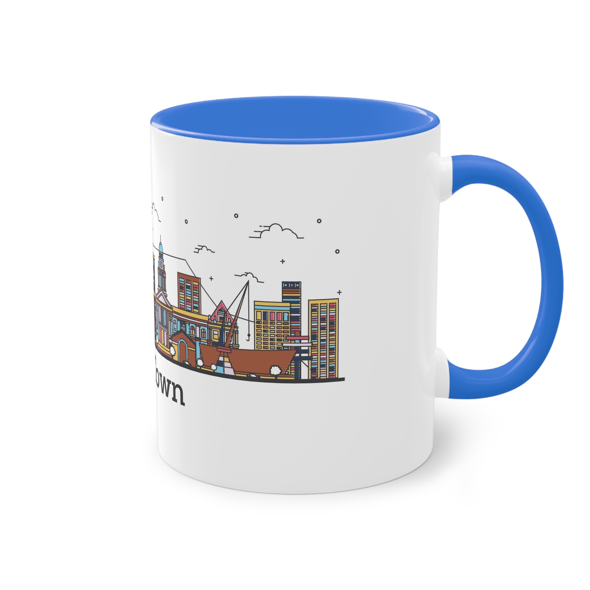 Cape Town Outline Bold Color Two Tone Coffee Mug 11oz - Image 40