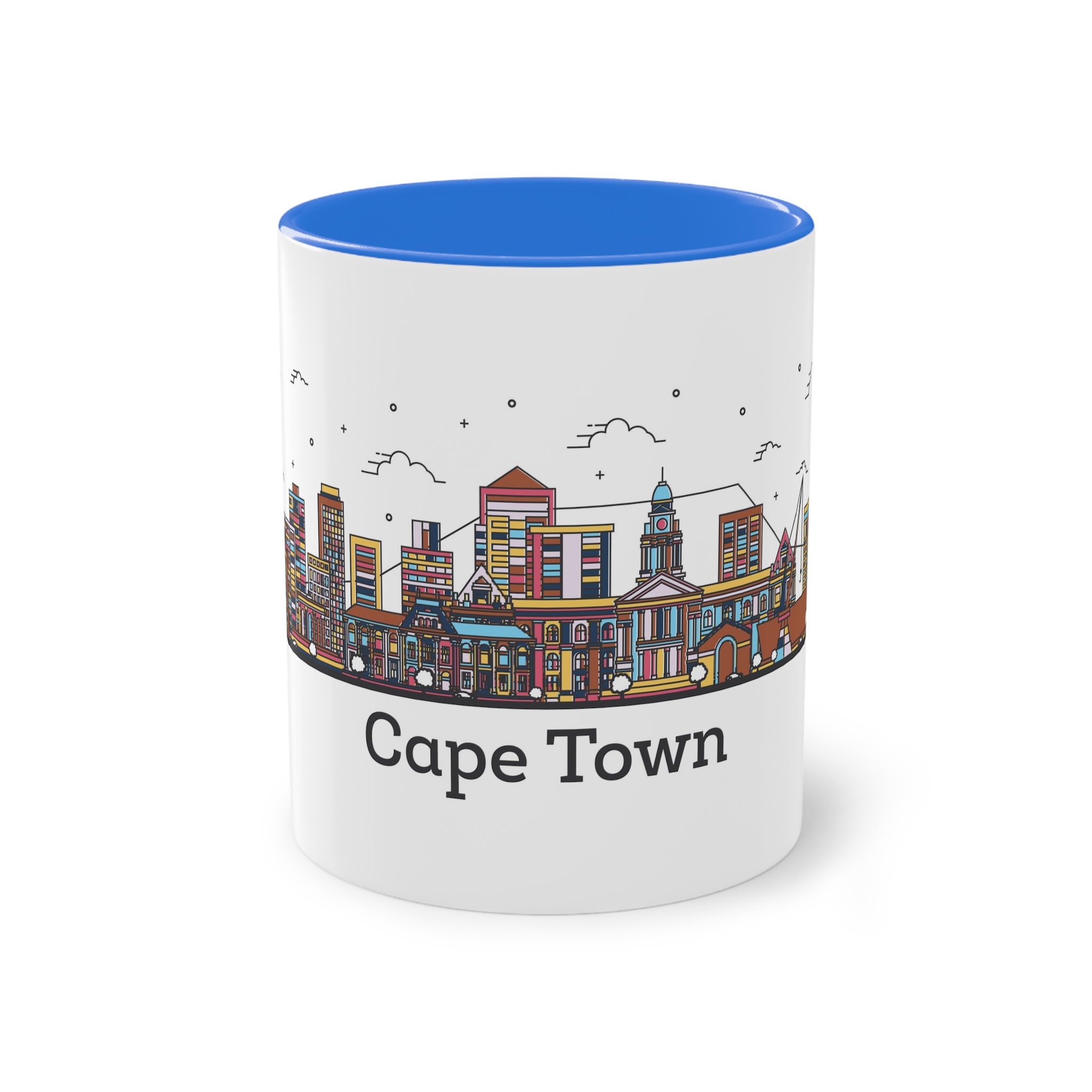 Cape Town Outline Bold Color Two Tone Coffee Mug 11oz - Image 37