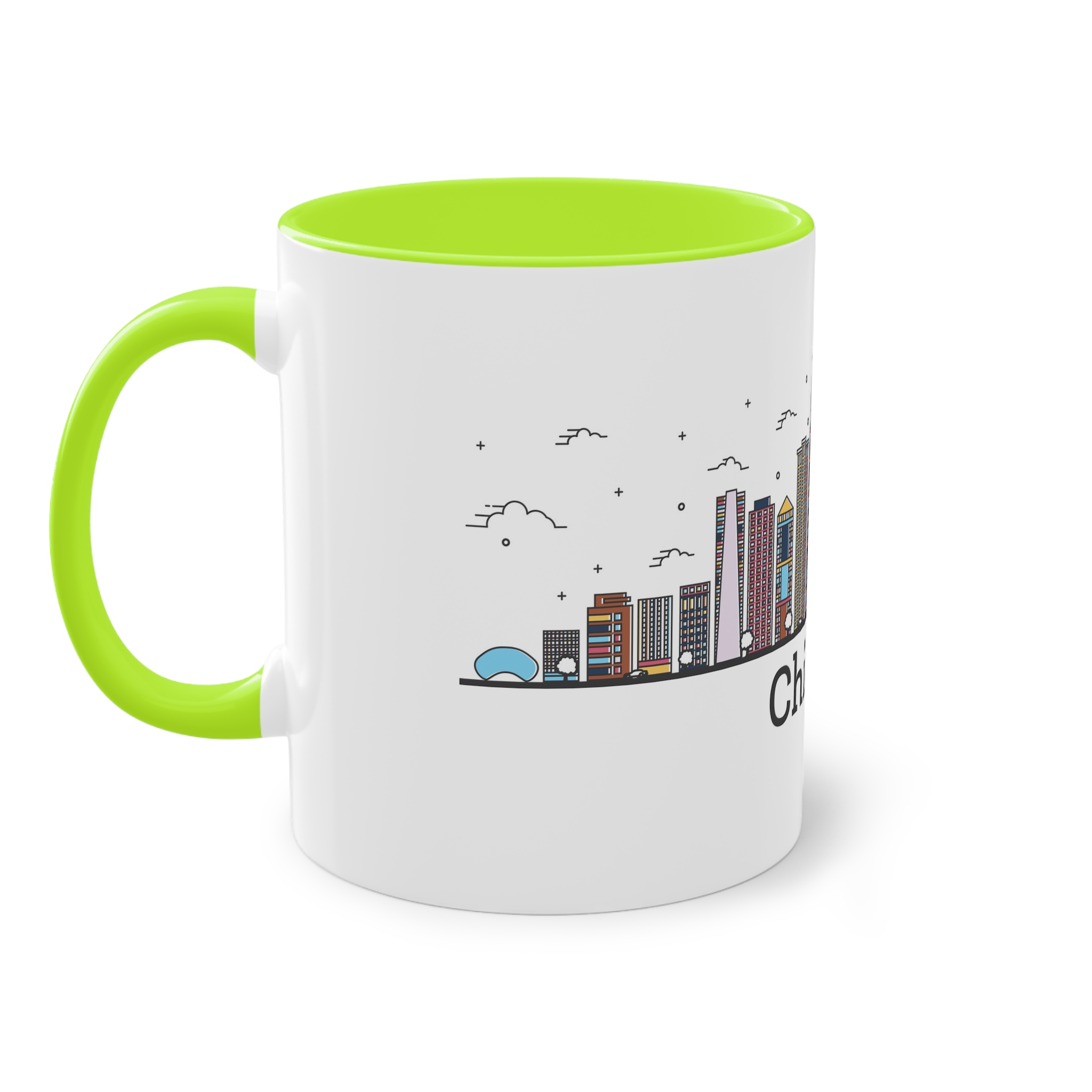 Chicago Outline Bold Color Two Tone Coffee Mug 11oz - Image 27