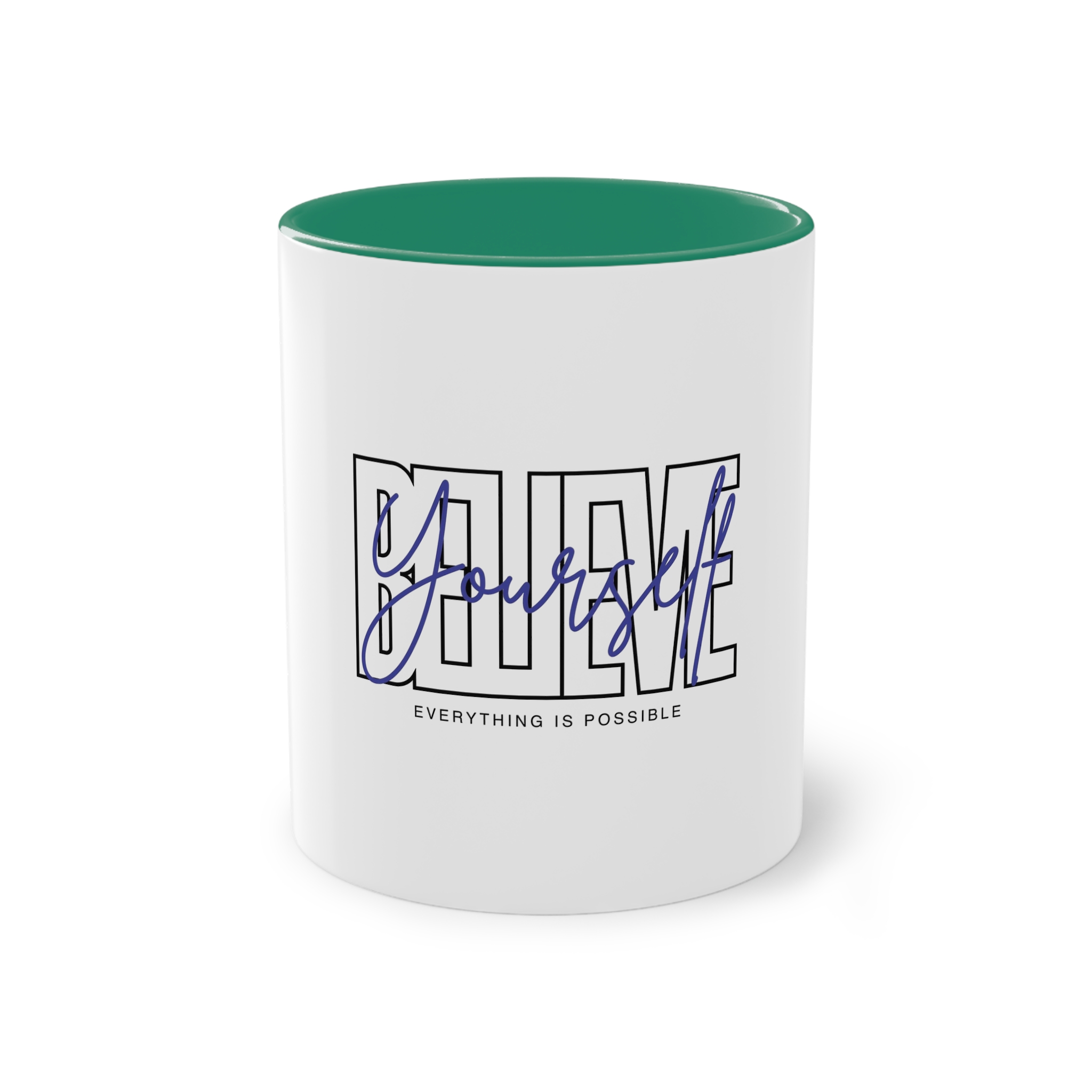 Believe Yourself Positive Affirmation Typography Two Tone Coffee Mug 11oz - Image 29