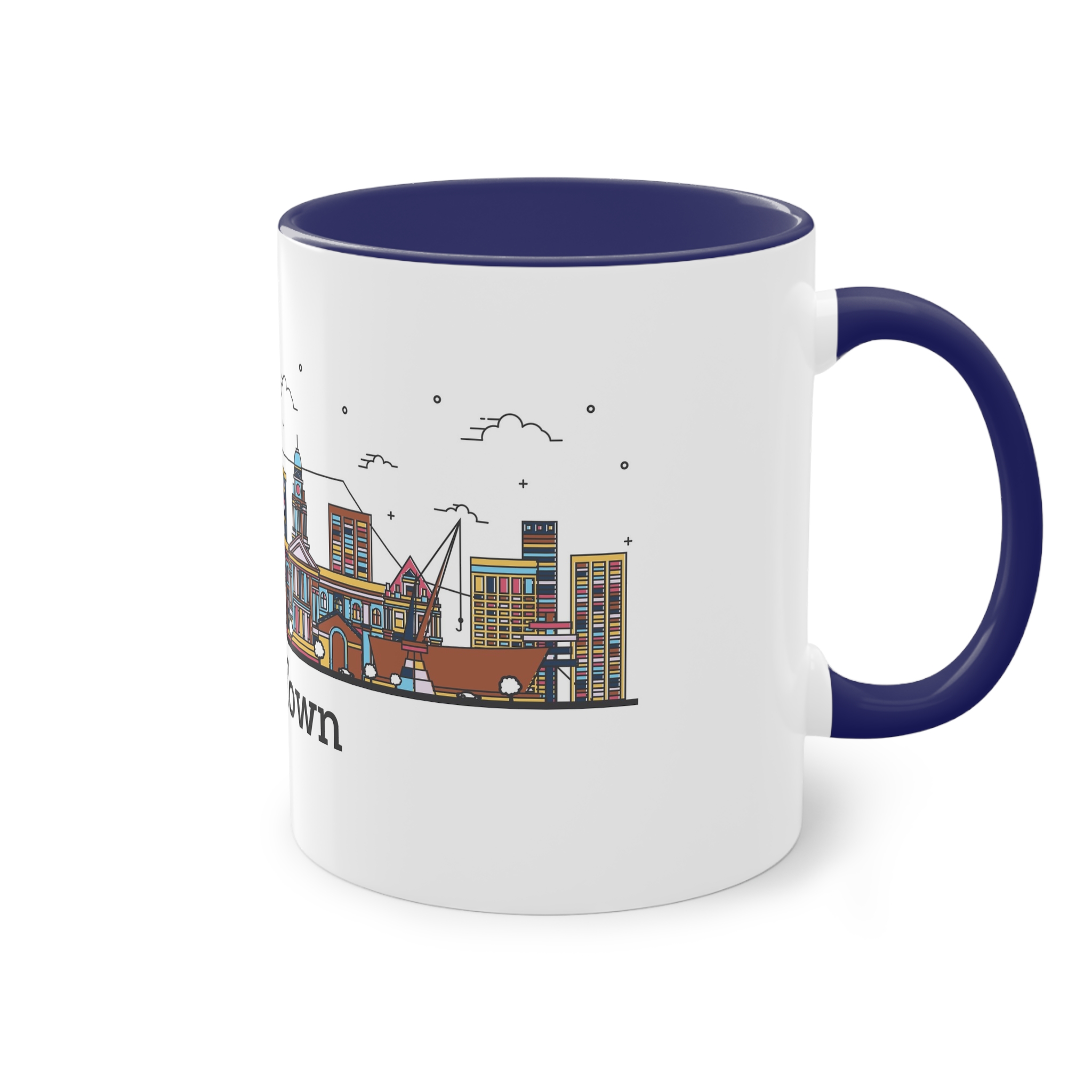 Cape Town Outline Bold Color Two Tone Coffee Mug 11oz - Image 44