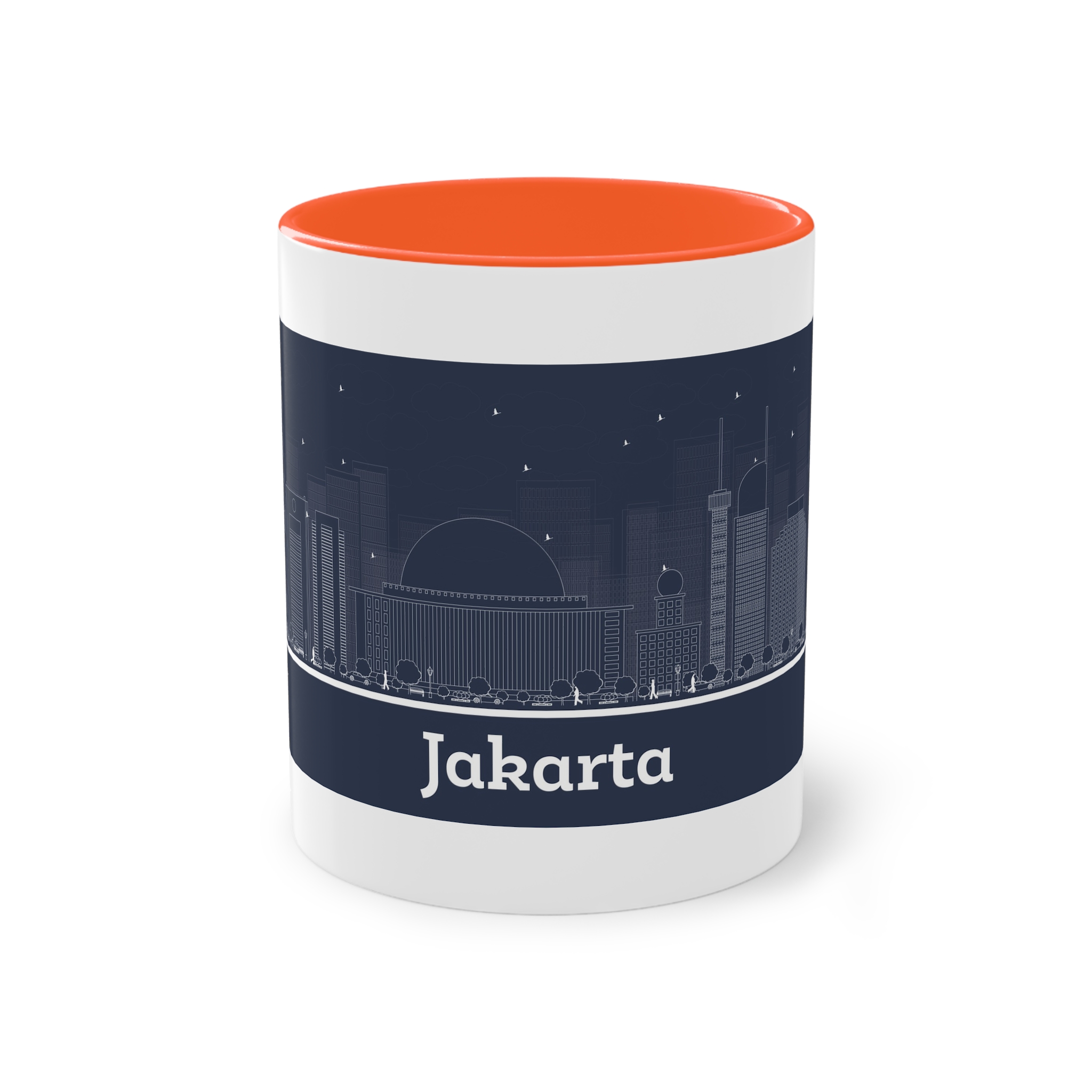 Jakarta Outline Inverse Two Tone Coffee Mug 11oz - Image 13