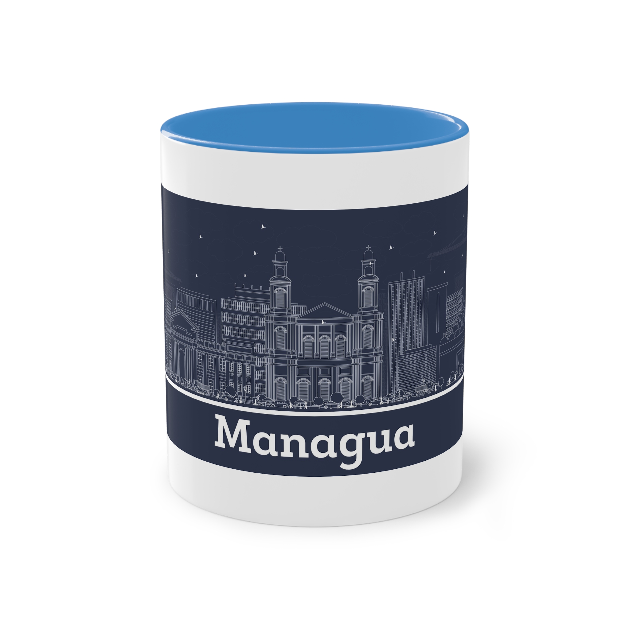 Managua Outline Inverse Two Tone Coffee Mug 11oz - Image 33