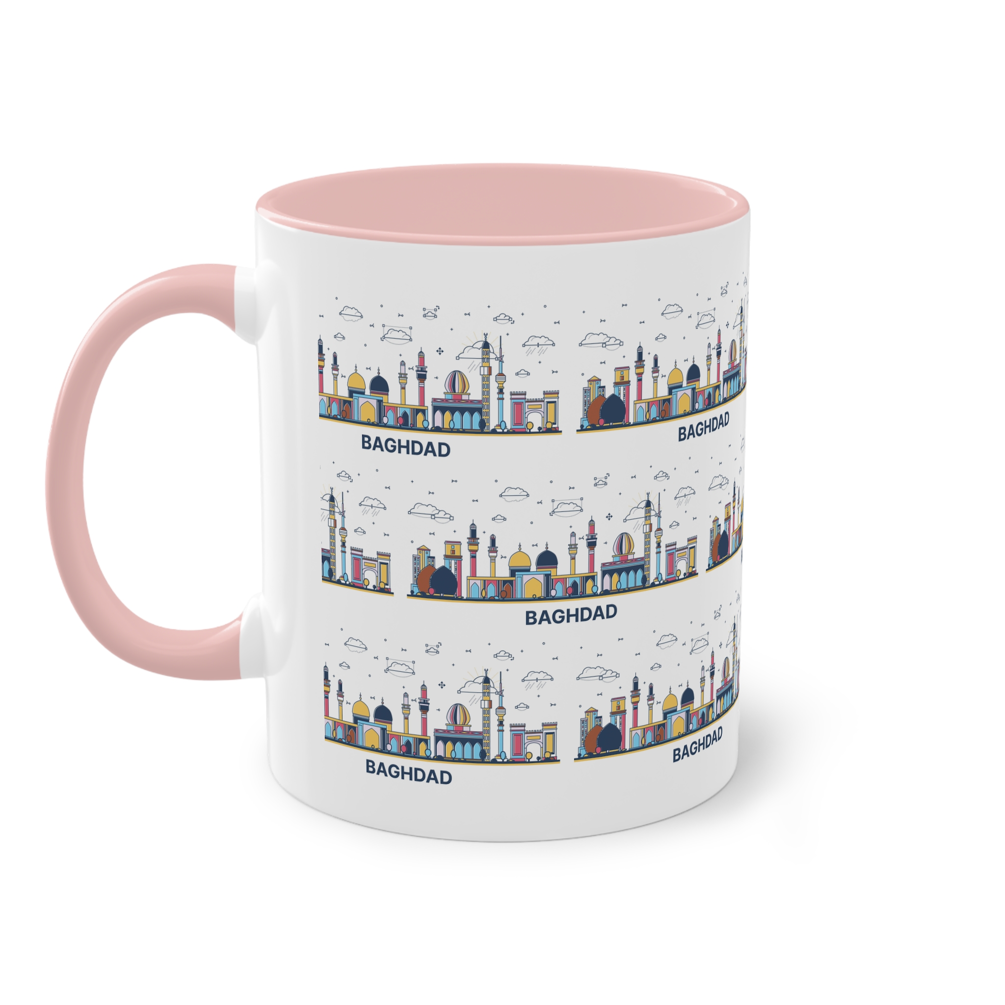 Baghdad Outline Bold Color Two Tone Coffee Mug 11oz - Image 47