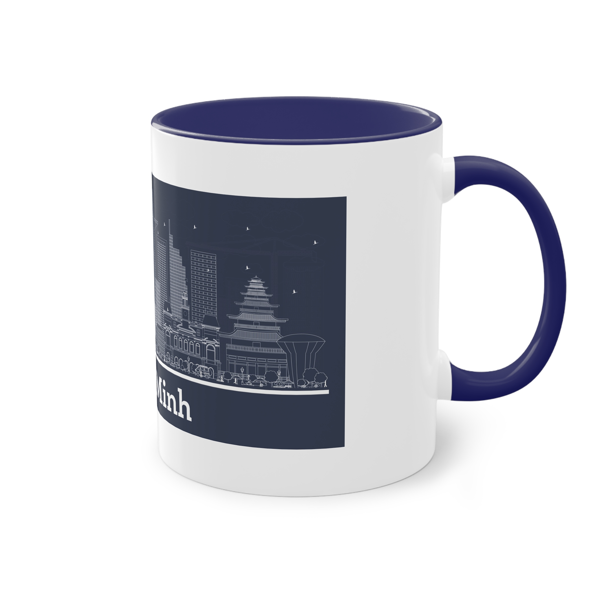 Ho Chi Minh Outline Inverse Two Tone Coffee Mug 11oz - Image 44
