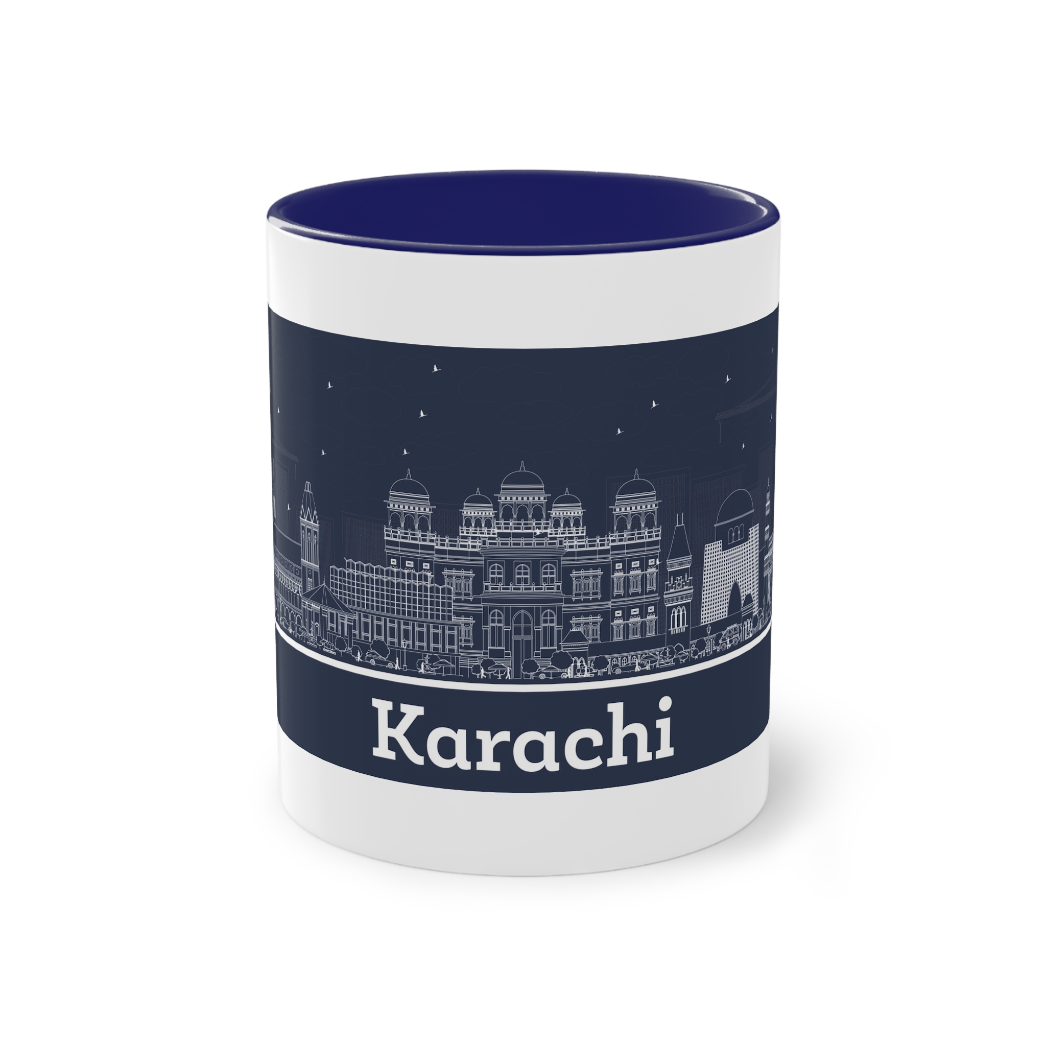 Karachi Outline Inverse Two Tone Coffee Mug 11oz - Image 41
