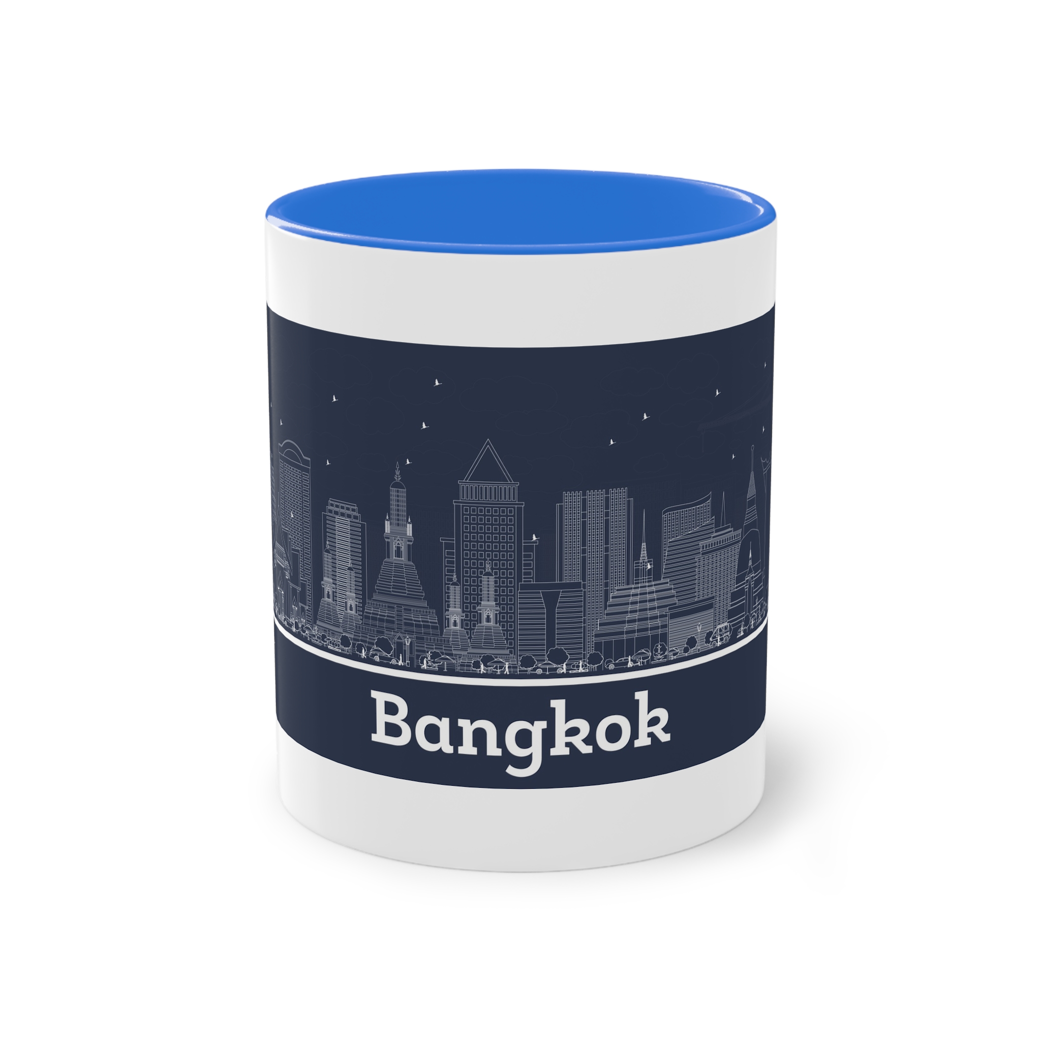 Bangkok Outline Inverse Two Tone Coffee Mug 11oz - Image 37