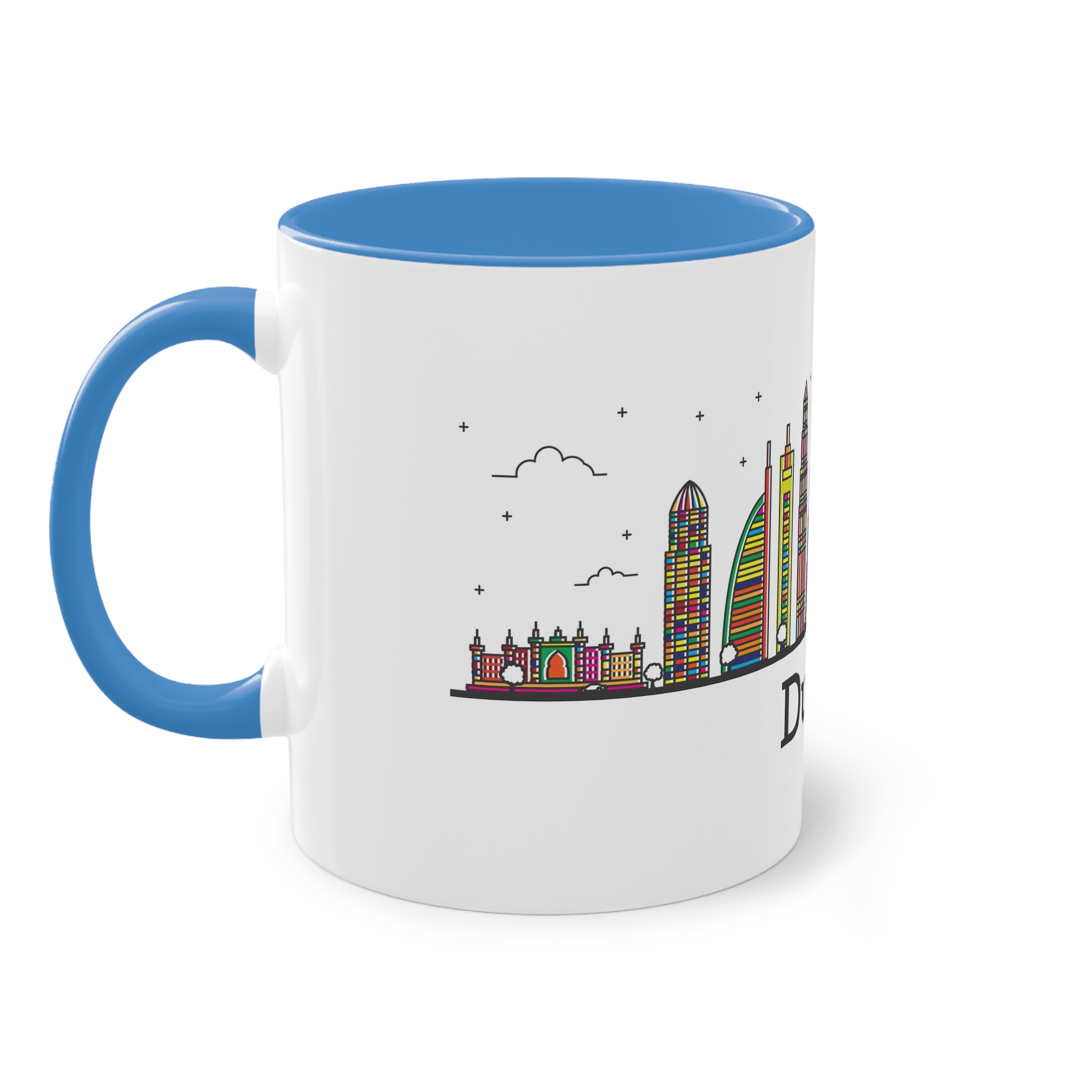Dubai Outline Bold Color Two Tone Coffee Mug 11oz - Image 35