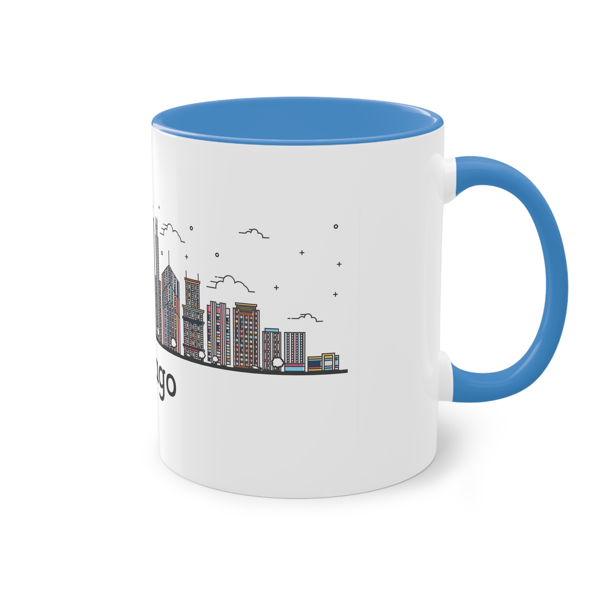 Chicago Outline Bold Color Two Tone Coffee Mug 11oz - Image 36