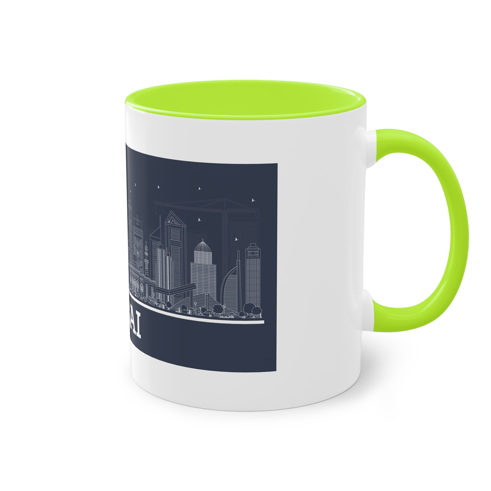 Dubai New Outline Inverse Two Tone Coffee Mug 11oz - Image 28