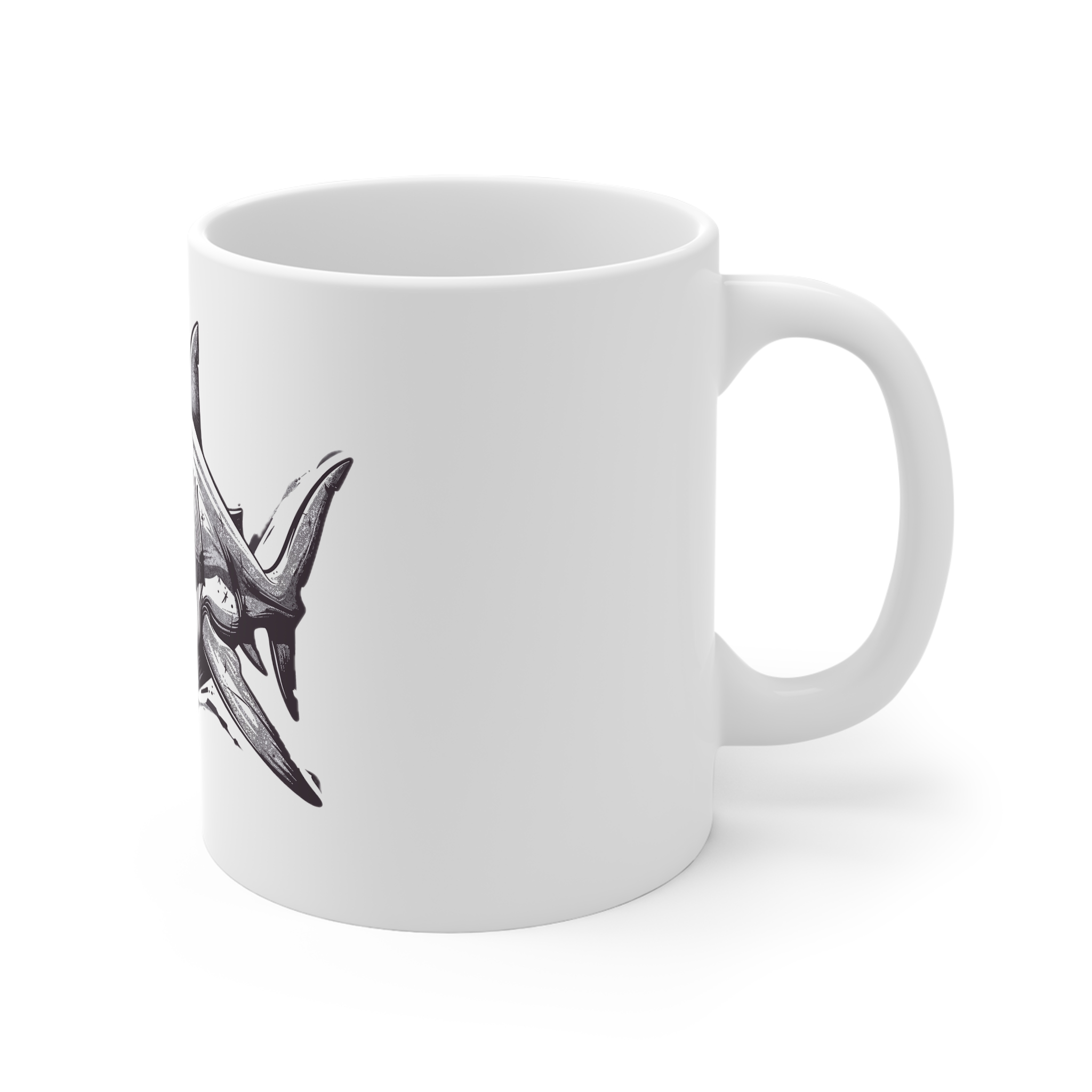 Shark With Its Mouth Wide Open 11oz White Mug - Image 3
