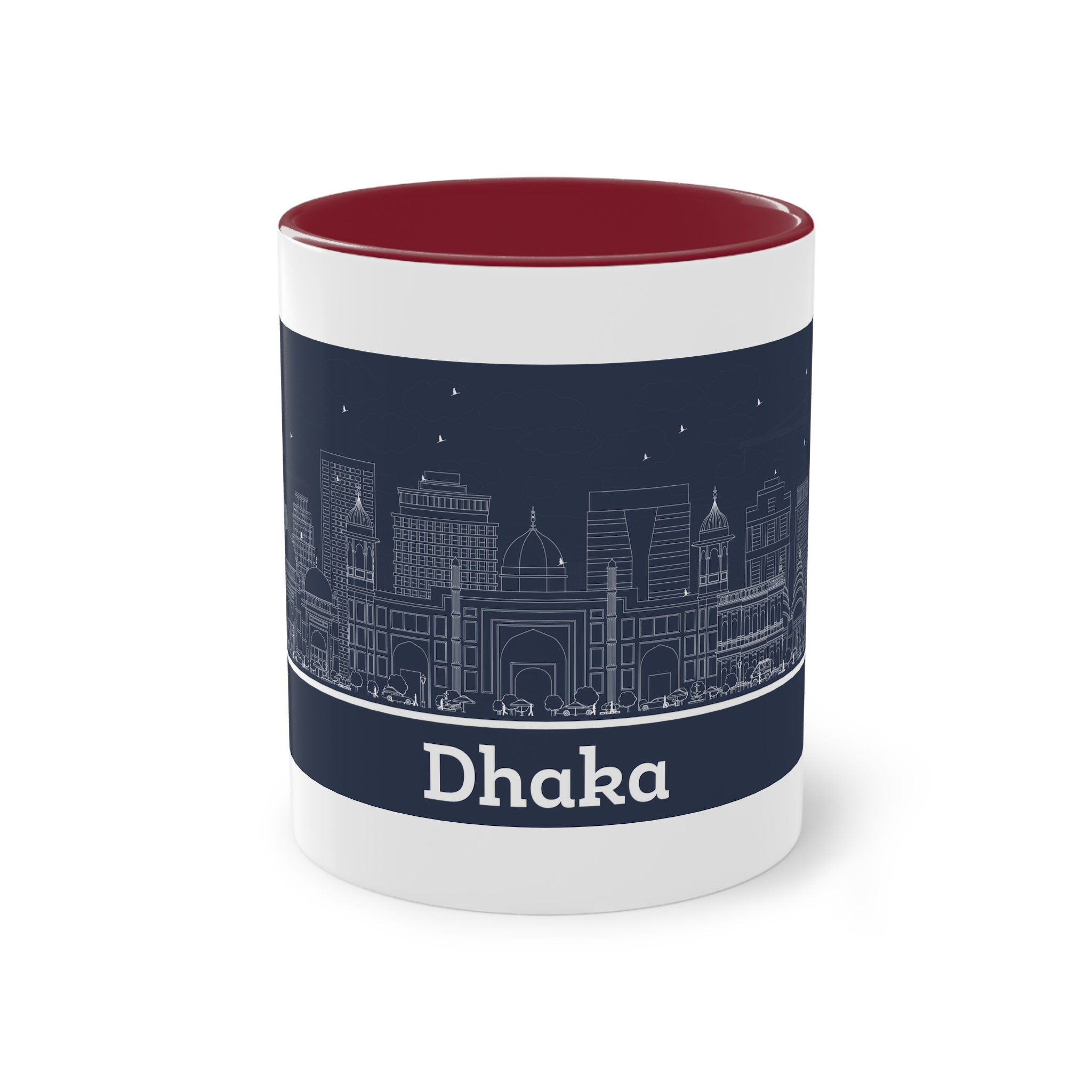 Dhaka Outline Inverse Two Tone Coffee Mug 11oz - Image 5