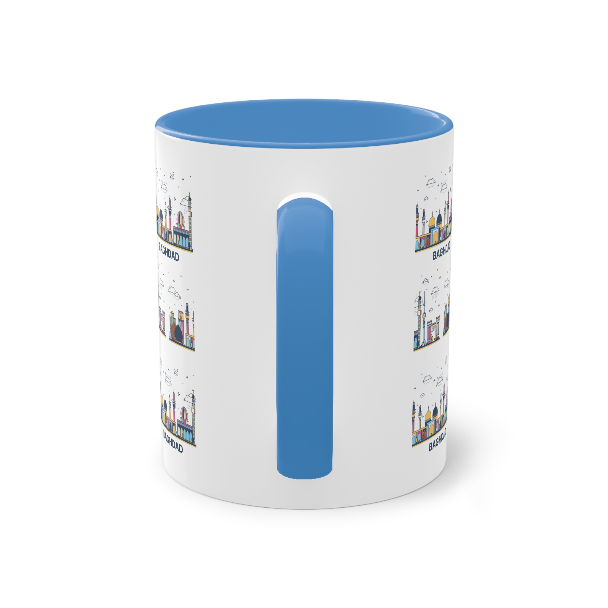 Baghdad Outline Bold Color Two Tone Coffee Mug 11oz - Image 34