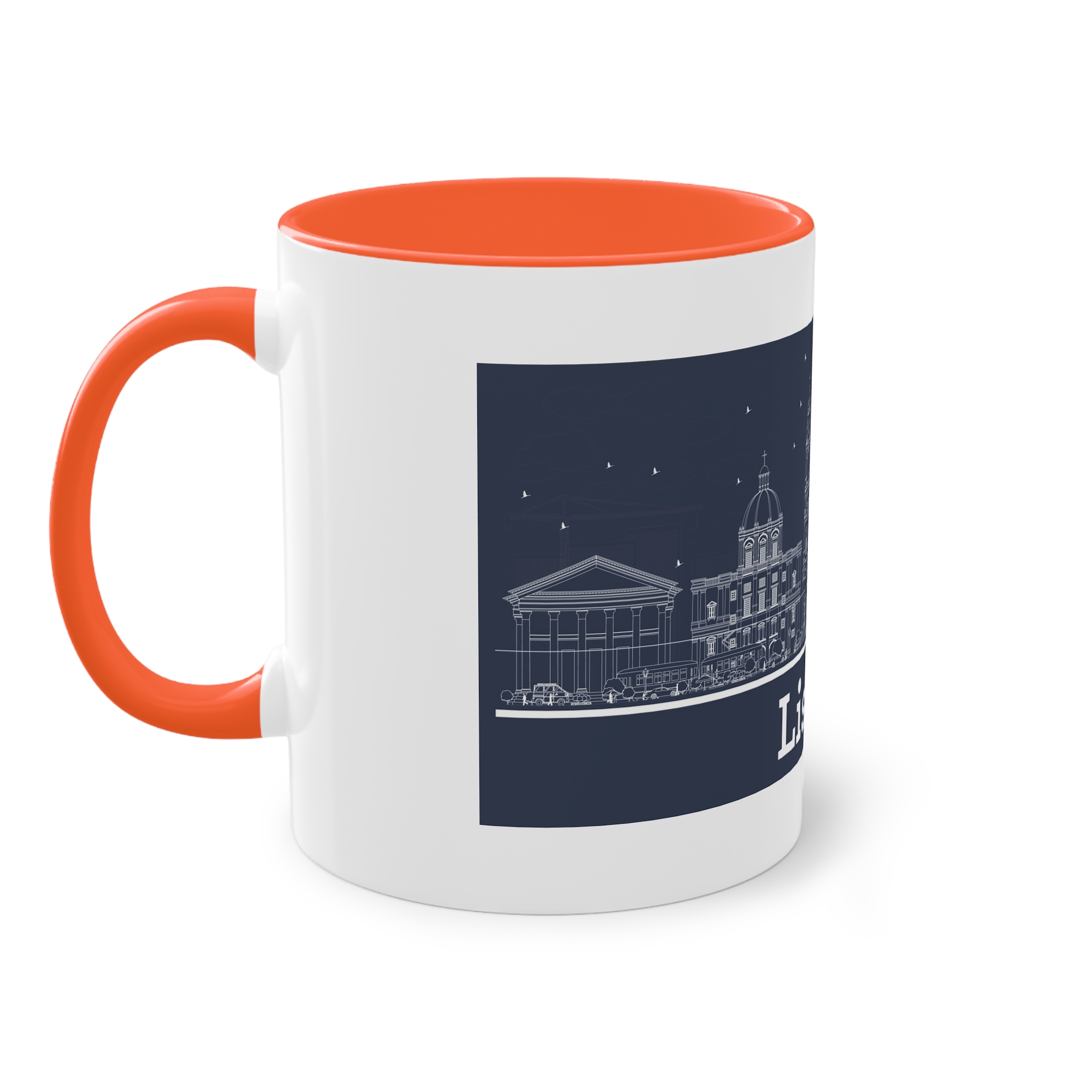 Lisbon New Outline Inverse Two Tone Coffee Mug 11oz - Image 15