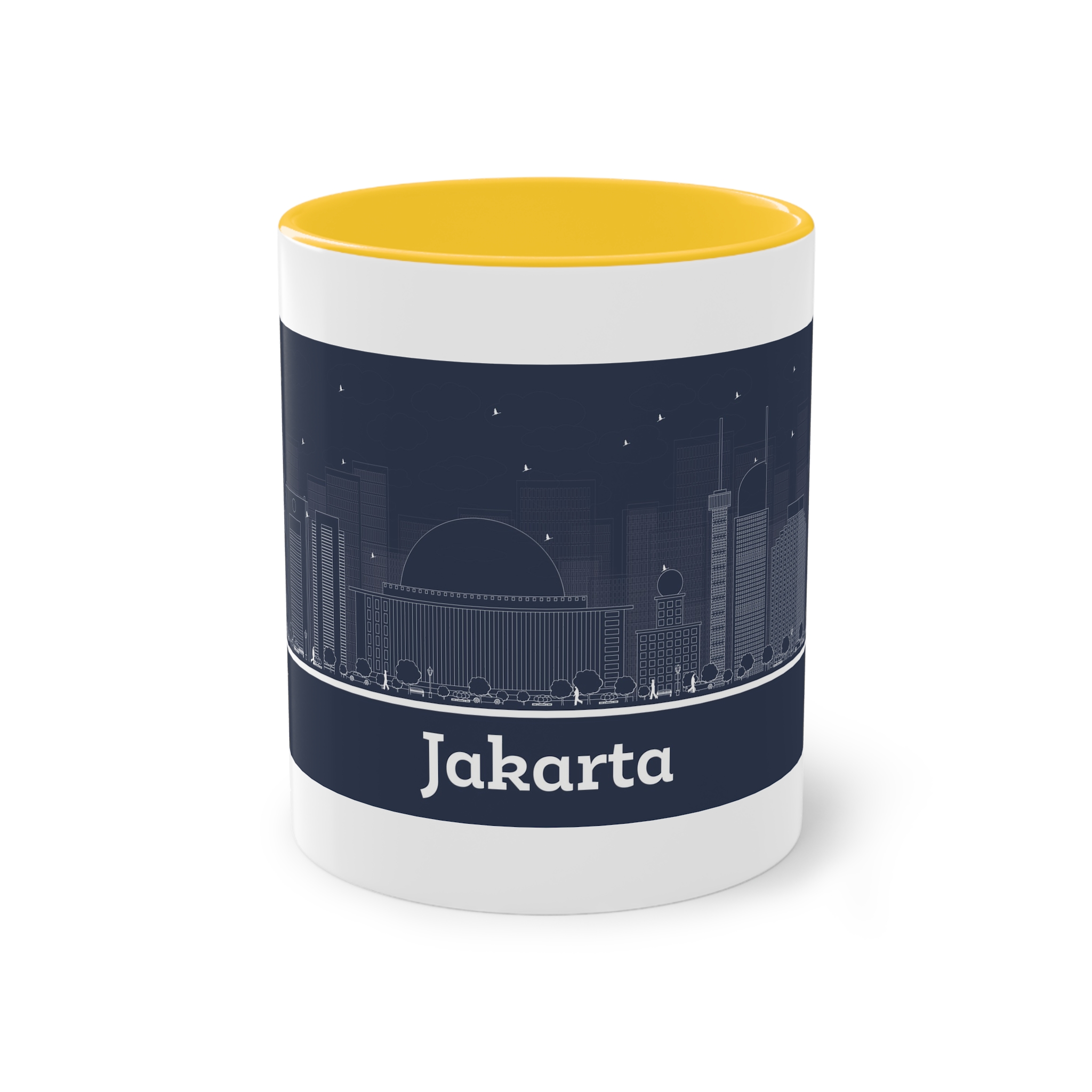 Jakarta Outline Inverse Two Tone Coffee Mug 11oz - Image 17