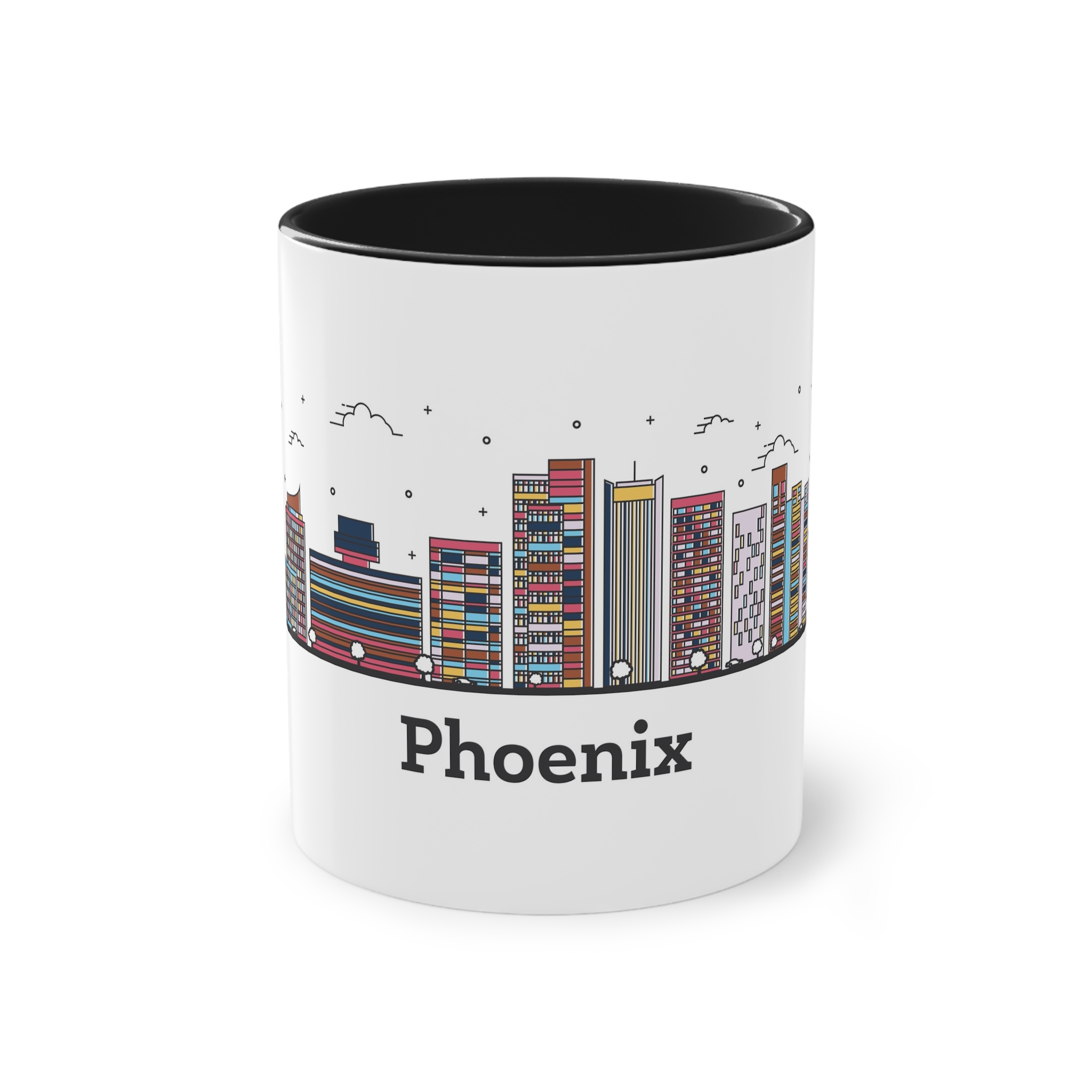 Phoenix Outline Bold Color Two Tone Coffee Mug 11oz - Image 9