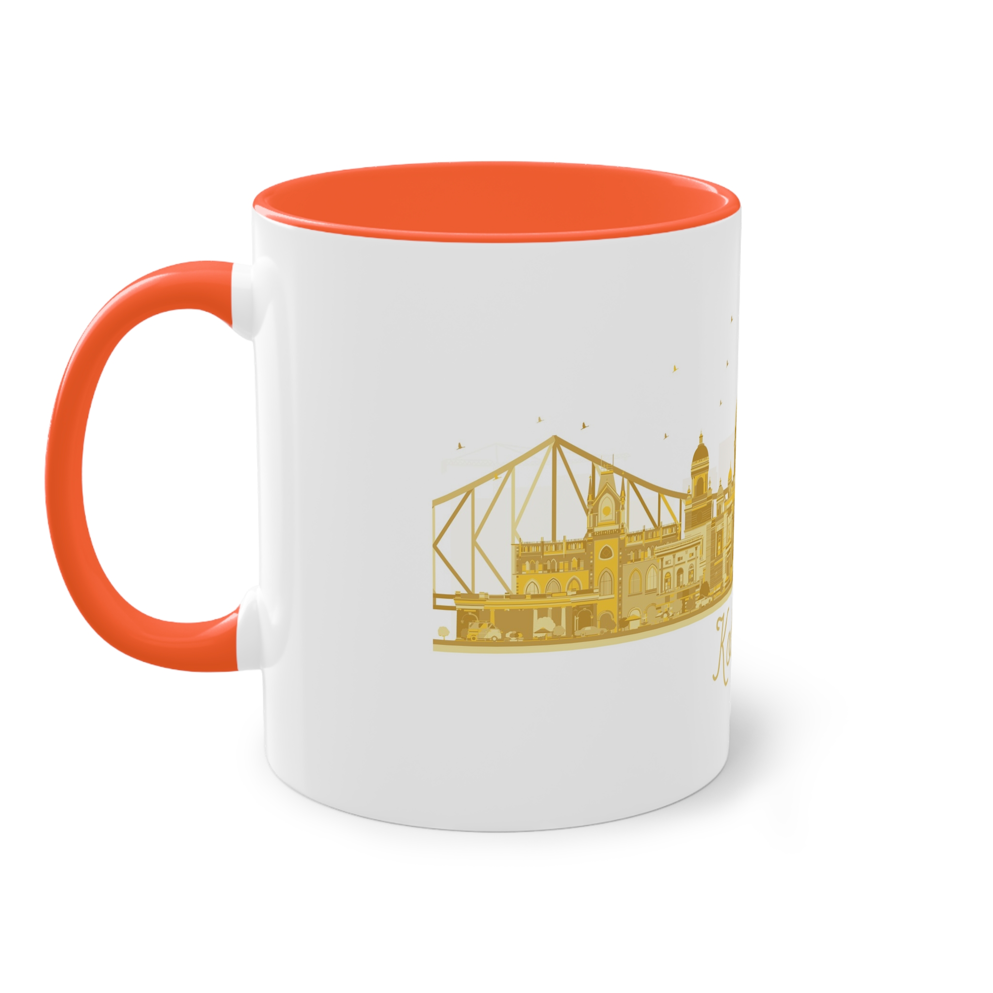 Kolkata Silhouette Golden 1 Two Tone Coffee Mug 11oz - Image 15