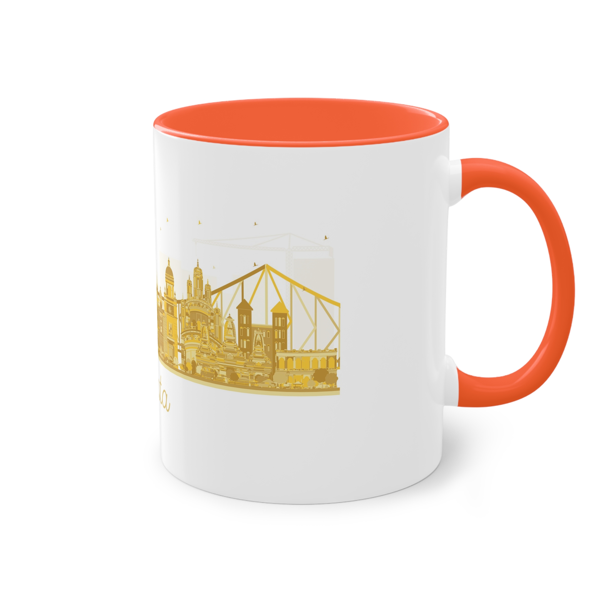 Kolkata Silhouette Golden 1 Two Tone Coffee Mug 11oz - Image 16