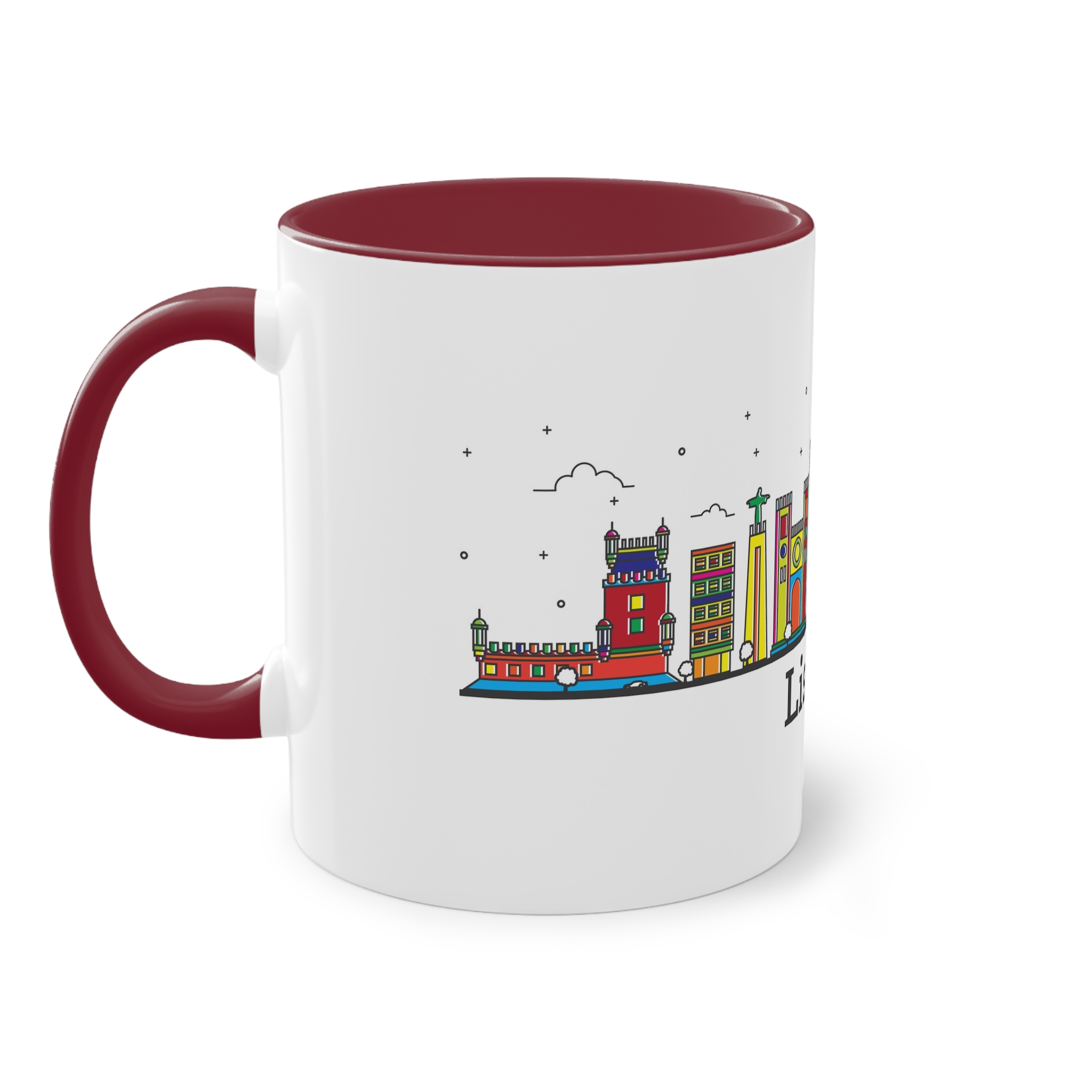 Lisbon Outline Bold Color Two Tone Coffee Mug 11oz - Image 7