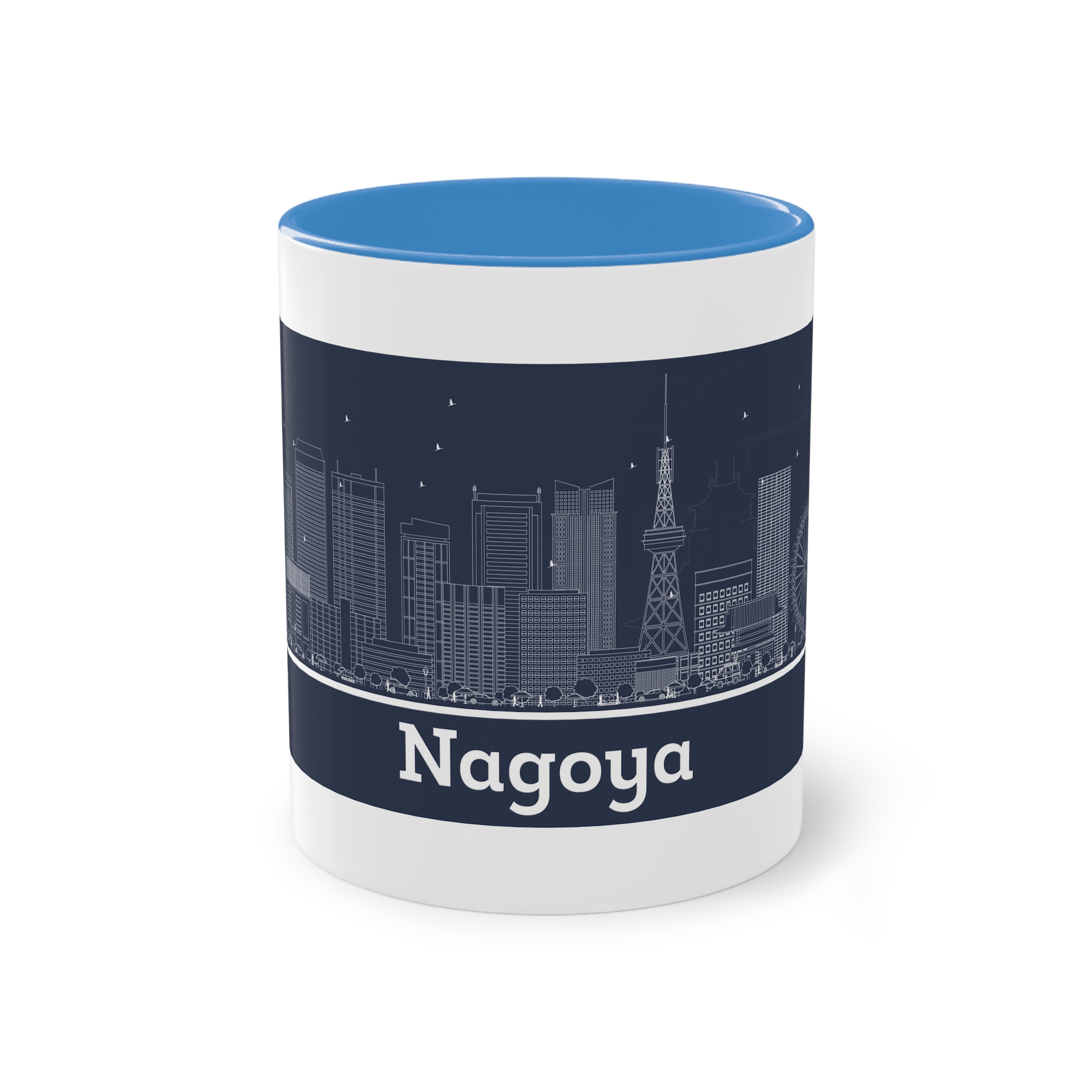 Nagoya Outline Inverse Two Tone Coffee Mug 11oz - Image 33