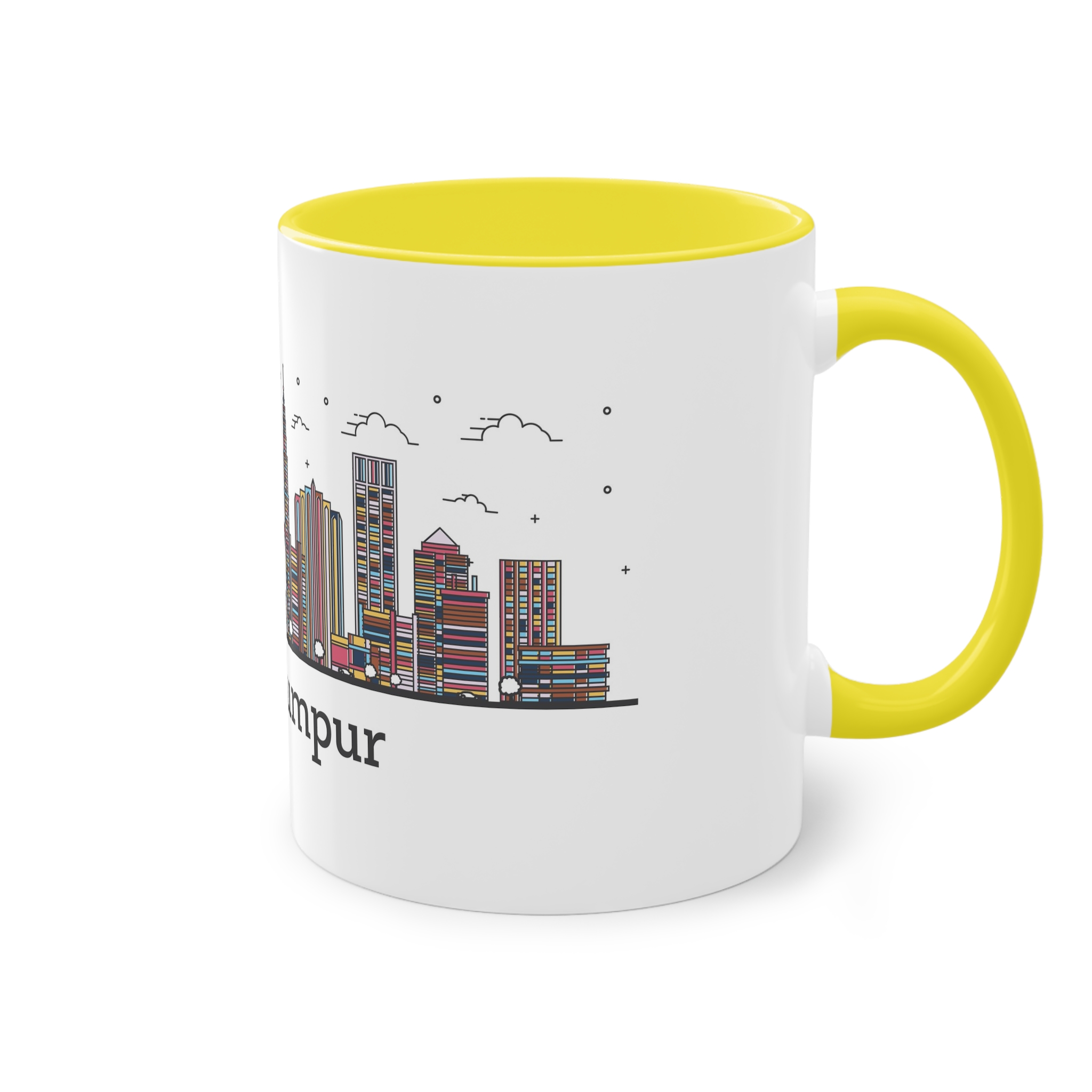 Kuala Lumpur Outline Bold Color Two Tone Coffee Mug 11oz - Image 24