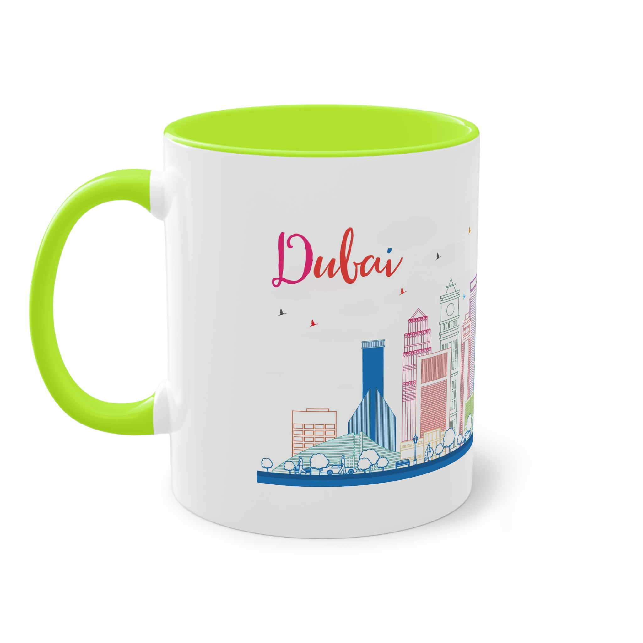 Dubai Outline Color Two Tone Coffee Mug 11oz - Image 27